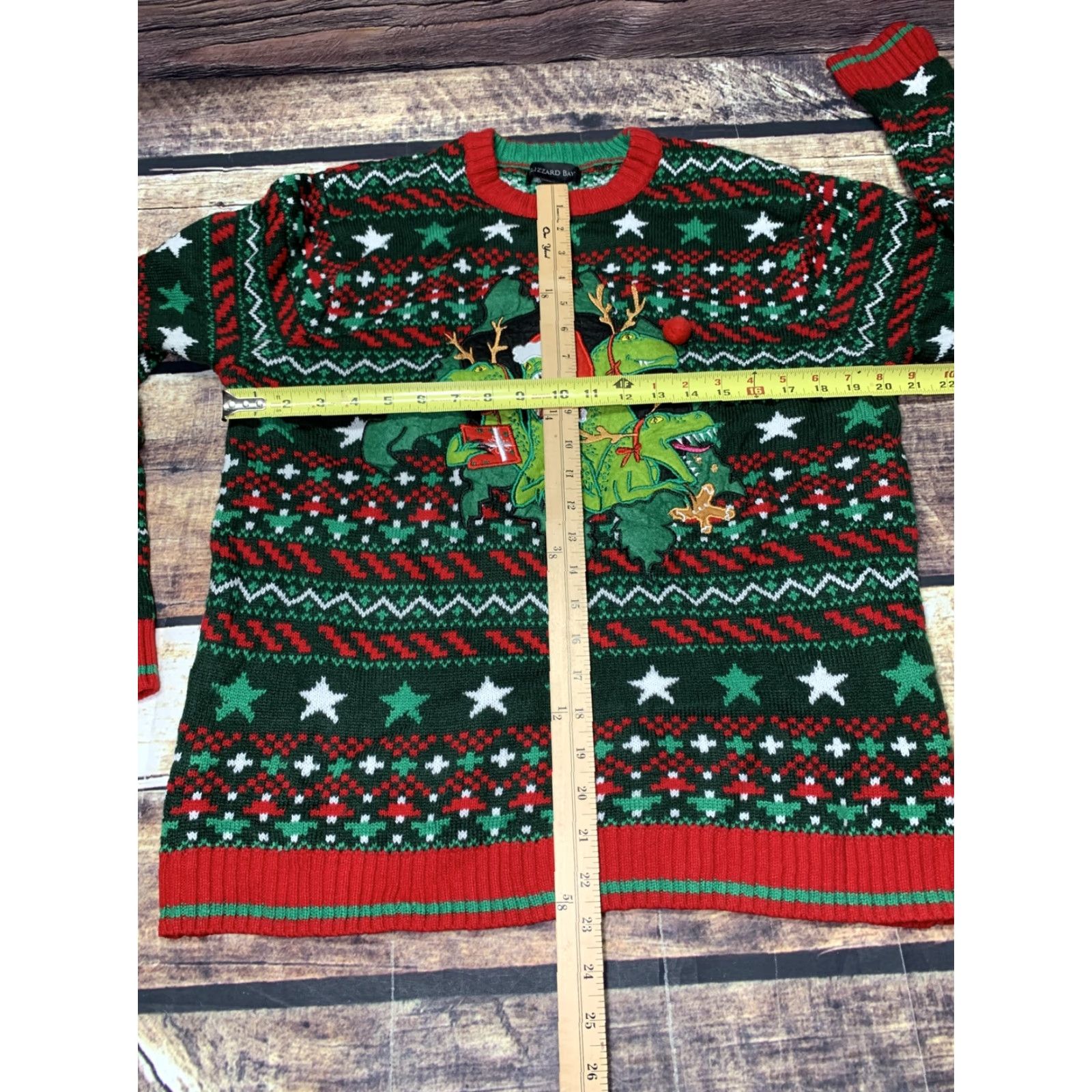 Vintage Ugly Christmas Sweater Dinosaur Blizzard Bay Red White Green XL Men Pullover Knit Acrylic Sweater Size US XL / EU 56 / 4 - 4 Thumbnail