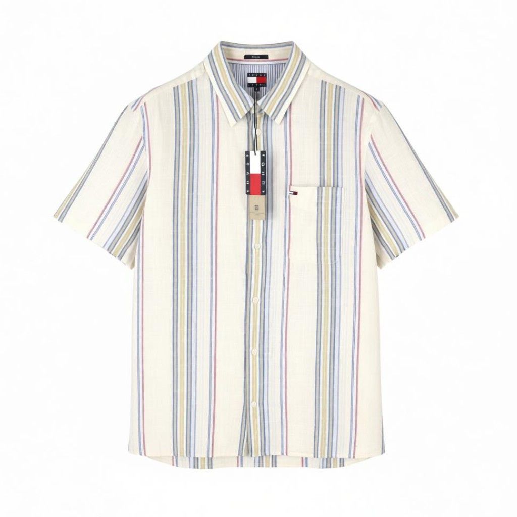 Tommy Hilfiger REG SLUB STRIPE S Colourful Short Sleeve 87690 Size US S / EU 44-46 / 1 - 1 Thumbnail