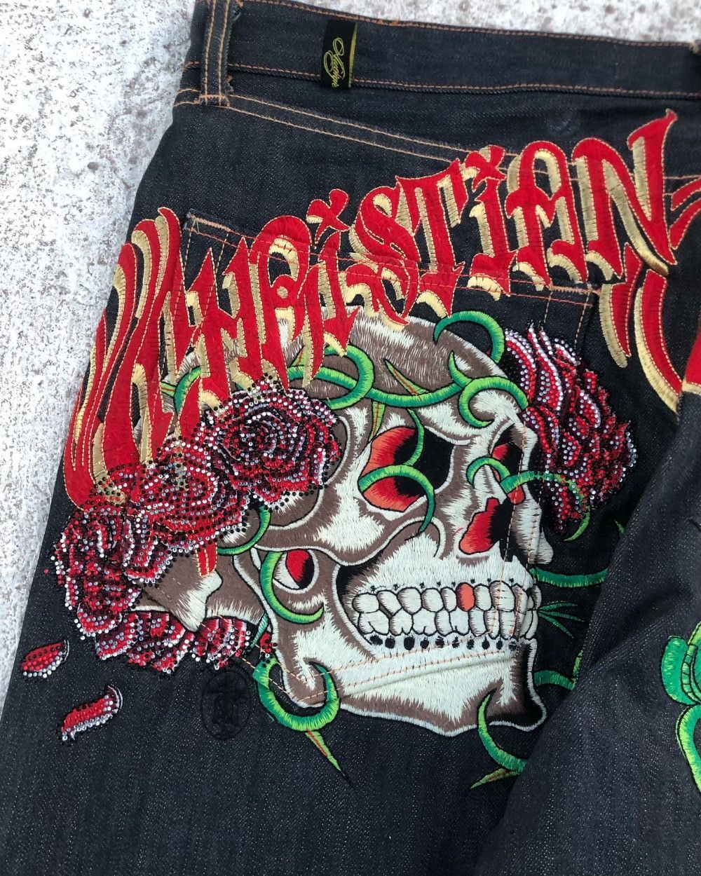 Designer × Japanese Brand Oversize Skull Embroidery Y2k Jean Size US 36 / EU 52 - 4 Thumbnail