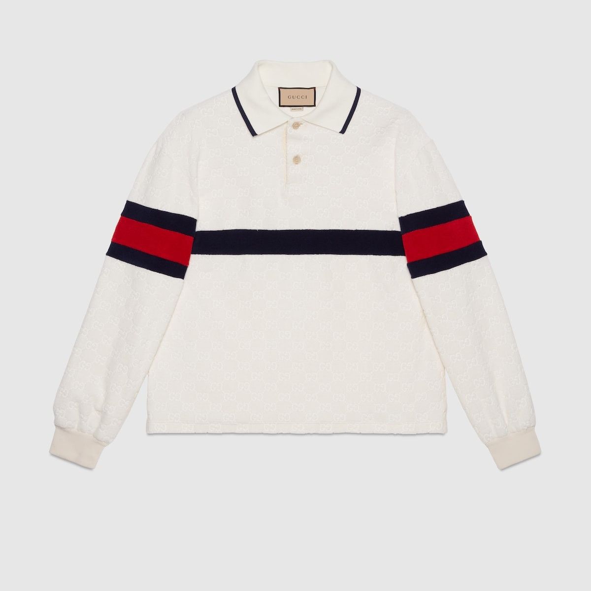 Gucci o1s1wg110925 GG Cotton Terry Cloth Polo Shirt With Web Size US XXL / EU 58 / 5 - 1 Thumbnail