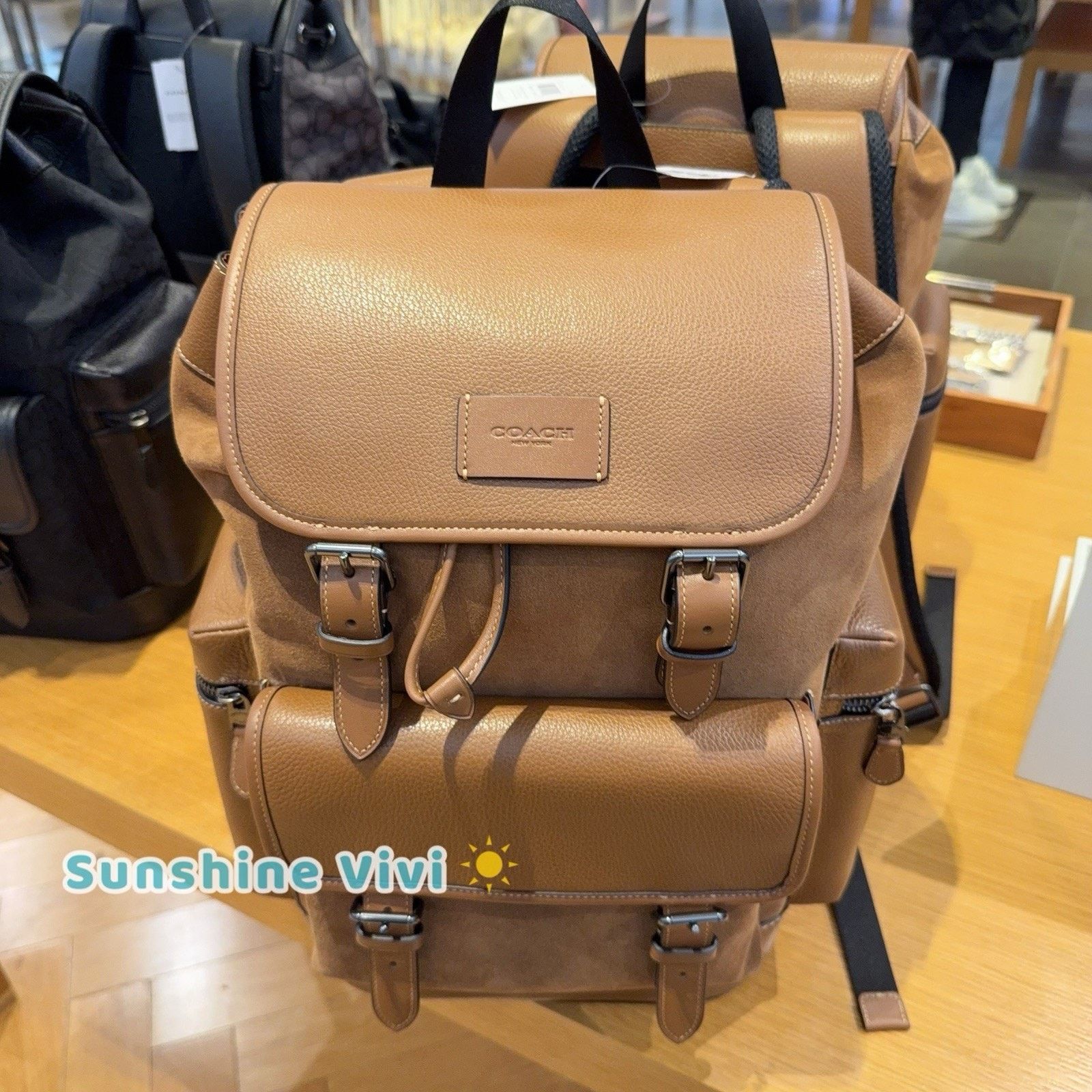 Coach NWT Coach MEN's Sprint Backpack CCG12 suede Cognac/Sienna Size ONE SIZE - 6 Thumbnail