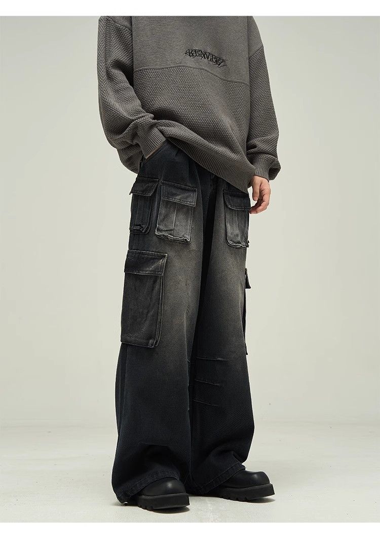 image of Vintage Multi Pocket Washed Jeans in Black, Men's (Size 32)