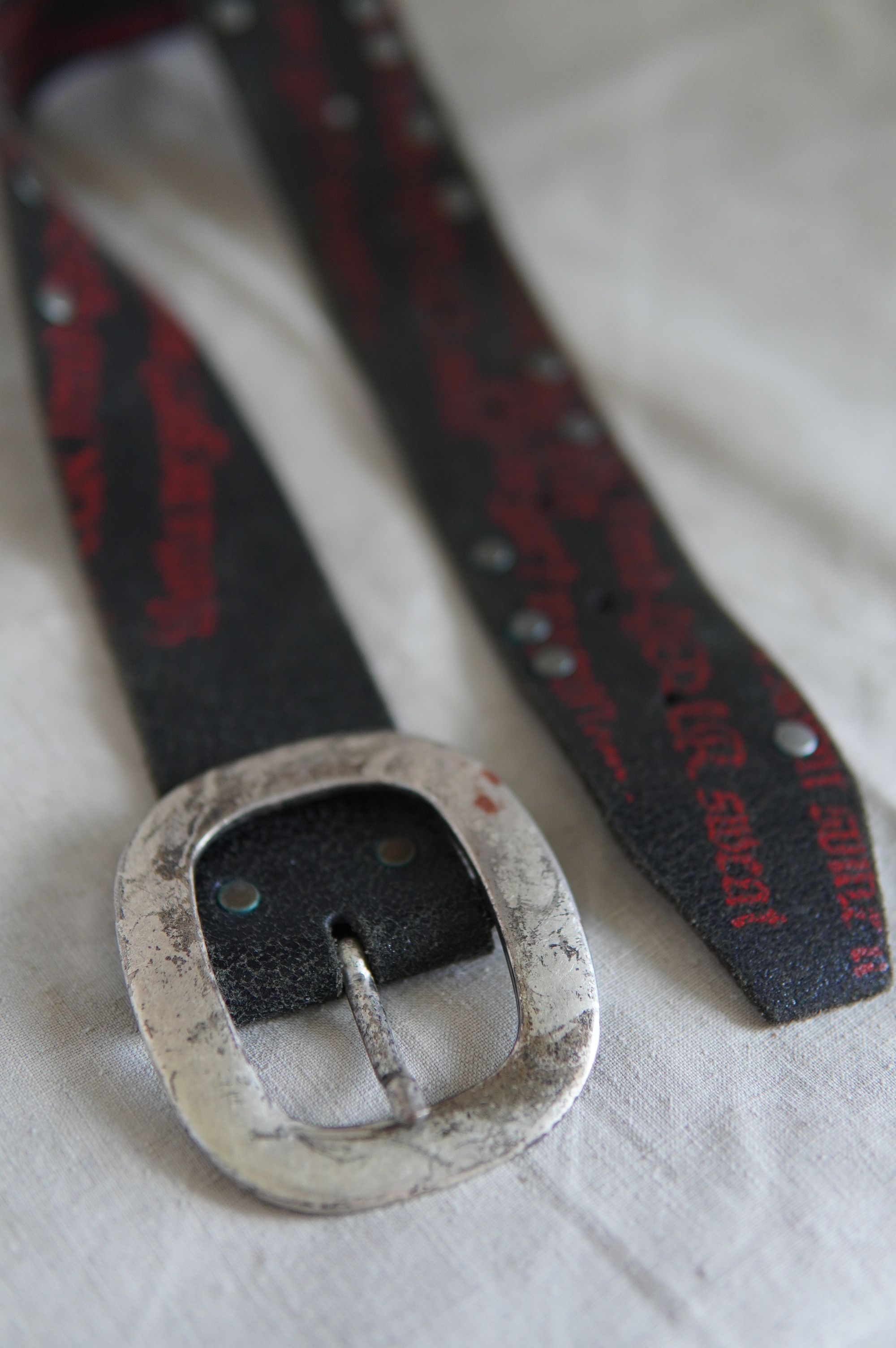 Vintage Vintage Heavy Leather Printed Belt Size ONE SIZE - 5 Thumbnail