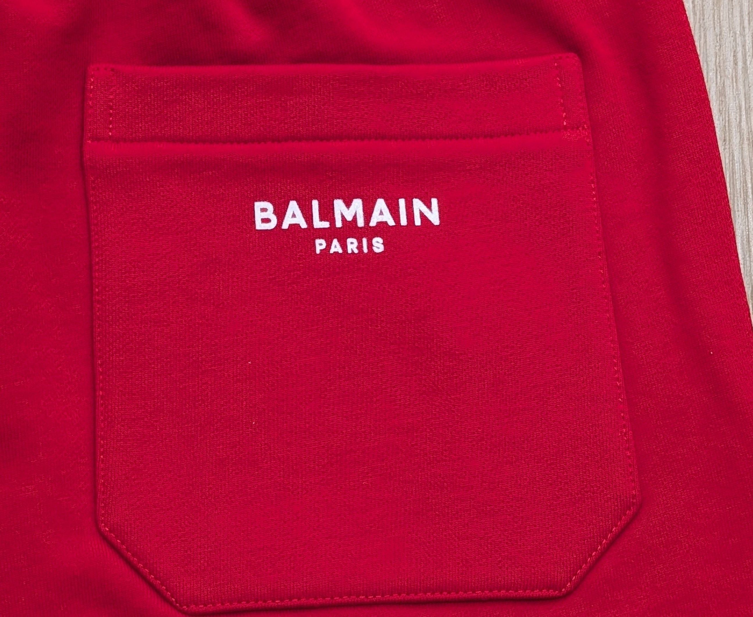 Balmain Balmain Cotton Flocked Logo Sweat Shorts Red Small Size US 30 / EU 46 - 4 Thumbnail