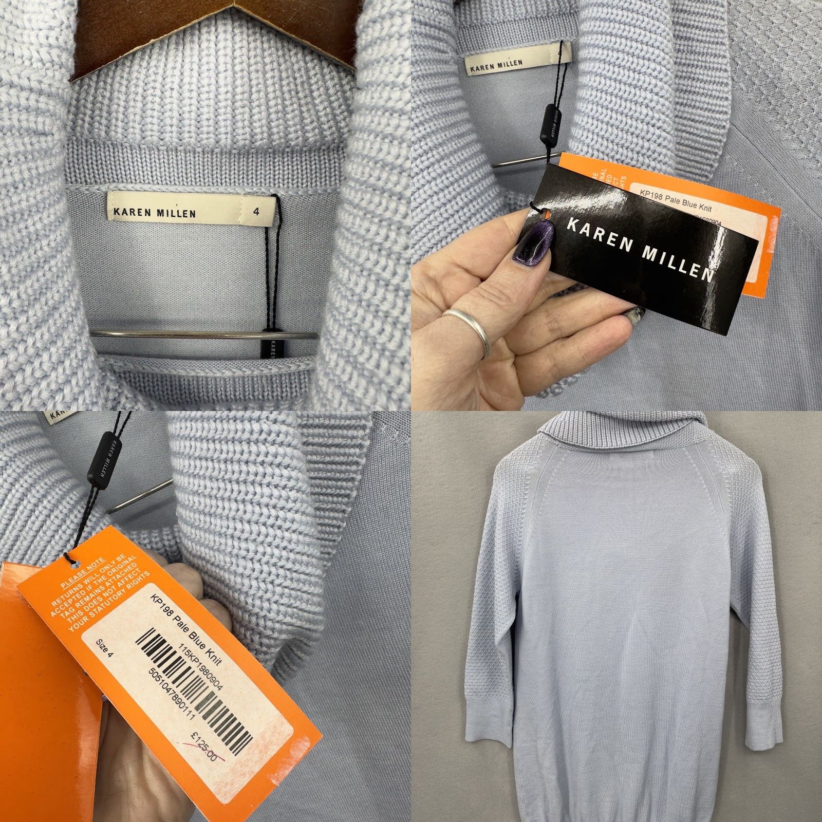 Karen Millen Karen Millen Blue Cowl Neck Ribbed Knit Midi Dress Womens Size 4 Classic Designer Fall Spring Summer Winter Size S / US 4 / IT 40 - 8 Thumbnail
