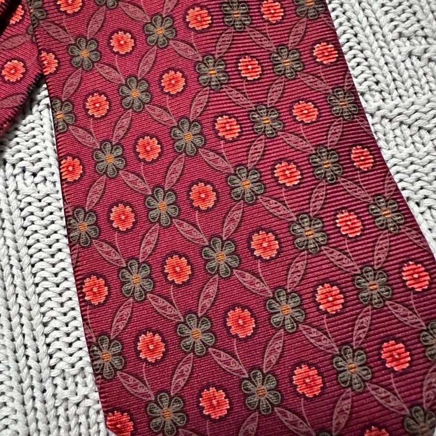Ermenegildo Zegna Ermenegildo Zegna red floral geometric silk tie Size ONE SIZE - 2 Thumbnail