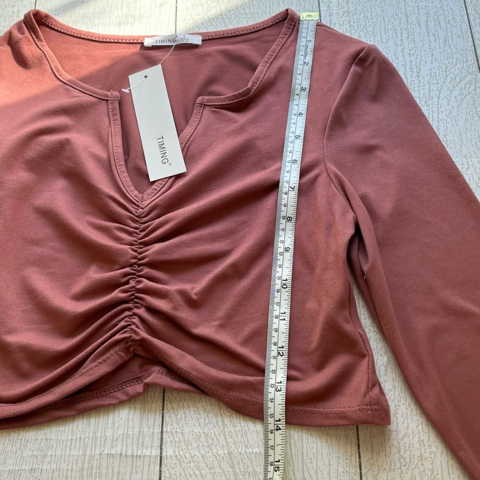 Other Timing Marsala Ruched Crop Top Large NWT Size L / US 10 / IT 46 - 5 Thumbnail
