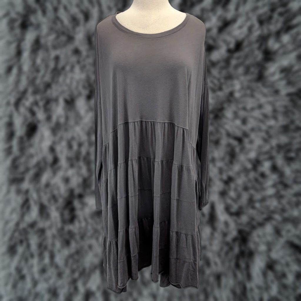 Free People Free People Dress Shirt Womens M/L Grey Oversized Tunic Boho Crew Neck Casual Vintage? No Size M / US 6-8 / IT 42-44 - 1 Thumbnail