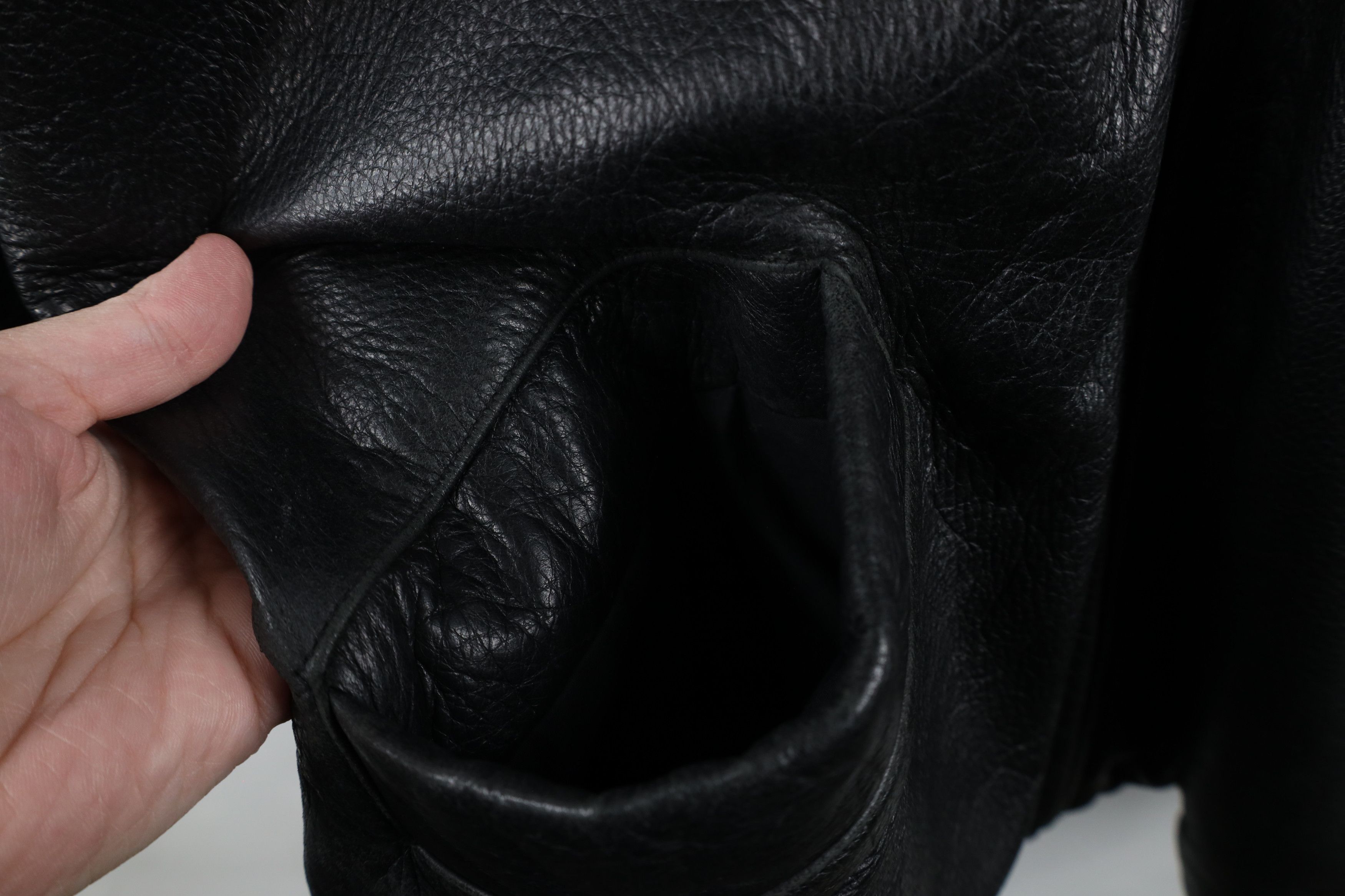 Vintage Vintage 90s Pelle Full Zip Leather Parka Jacket Coat Black Size US L / EU 52-54 / 3 - 5 Thumbnail