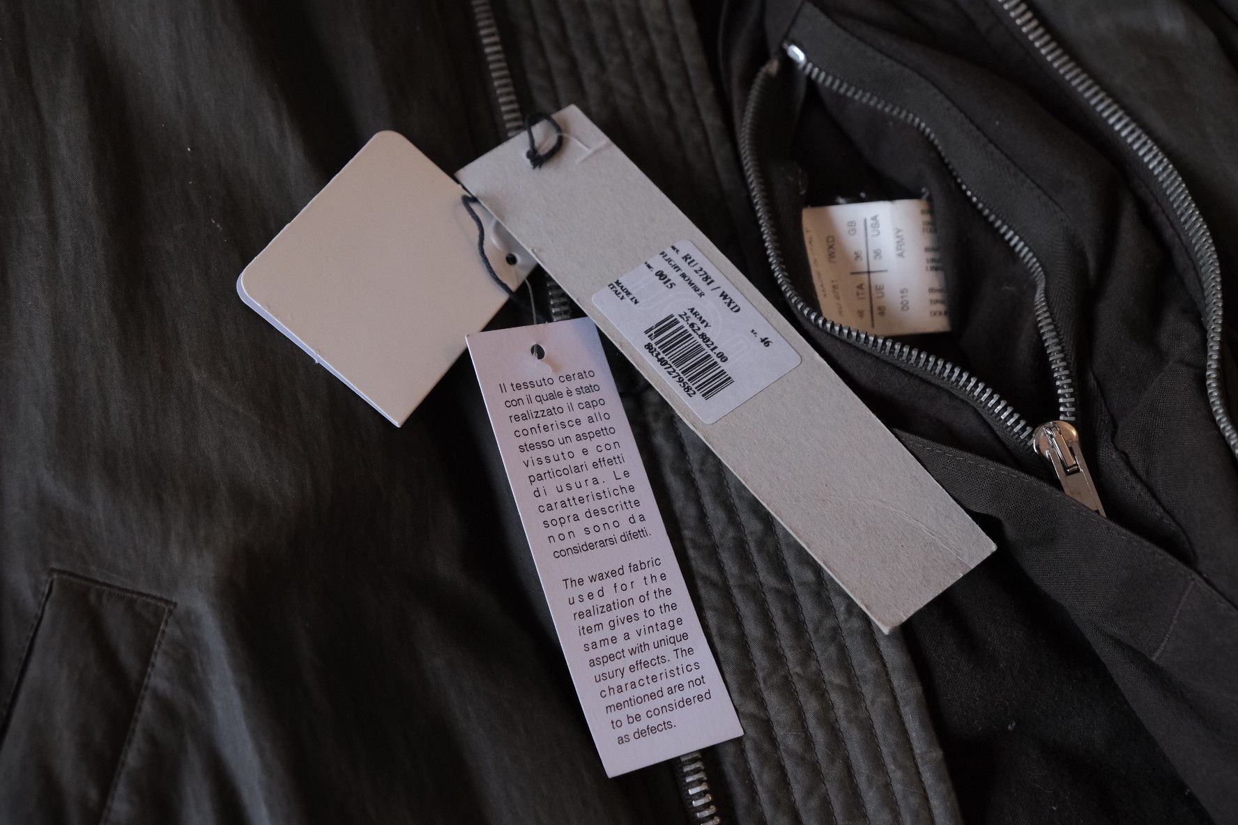 Rick Owens Rick Owens Flight Bomber MA-1 Padded Army Bomber Sz 46 Size US S / EU 44-46 / 1 - 9 Thumbnail