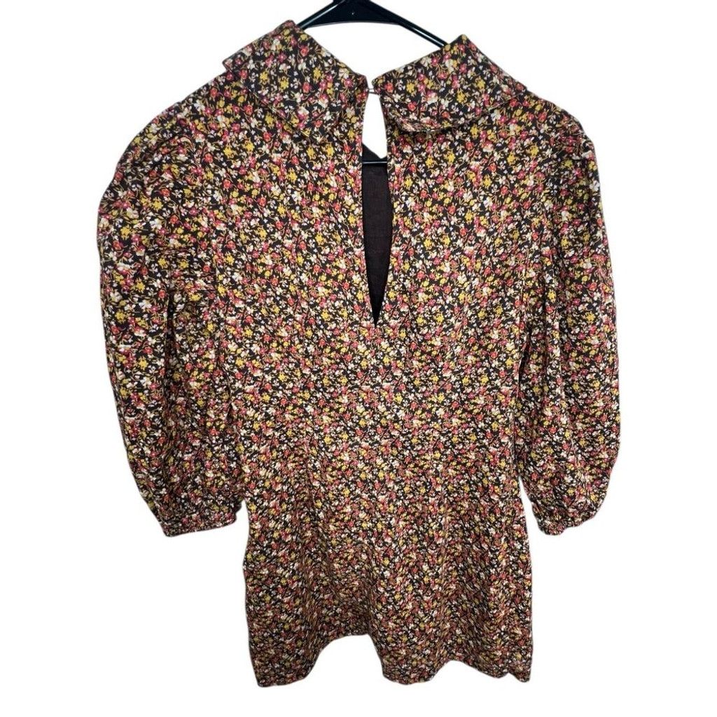 Free People Free People Floral Patterned Collared Half Sleeve Mini Dress Size M / US 6-8 / IT 42-44 - 5 Thumbnail