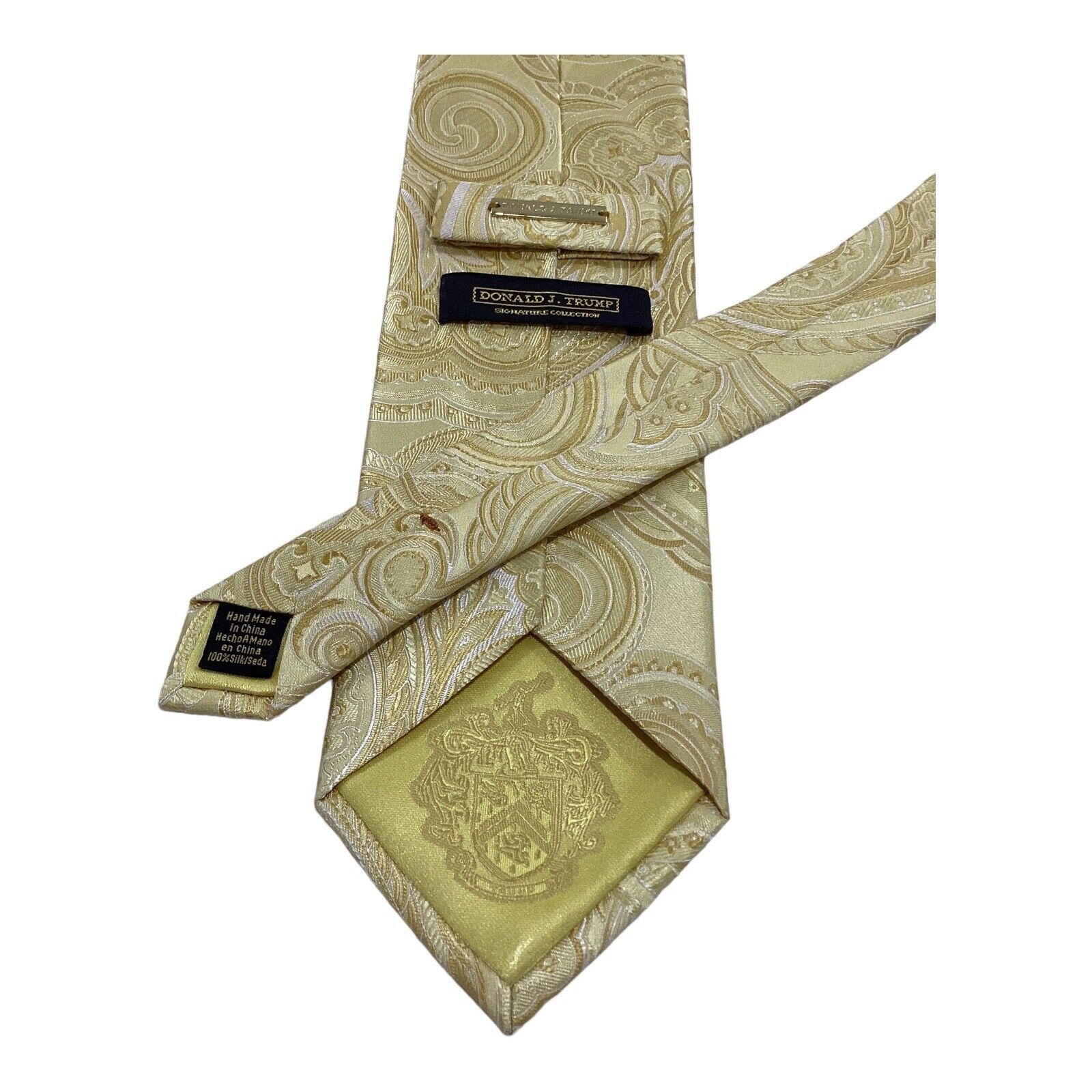 Donald Trump DONALD J. TRUMP Gold Paisley Luxury Silk Tie In Made Italy Size ONE SIZE - 4 Thumbnail