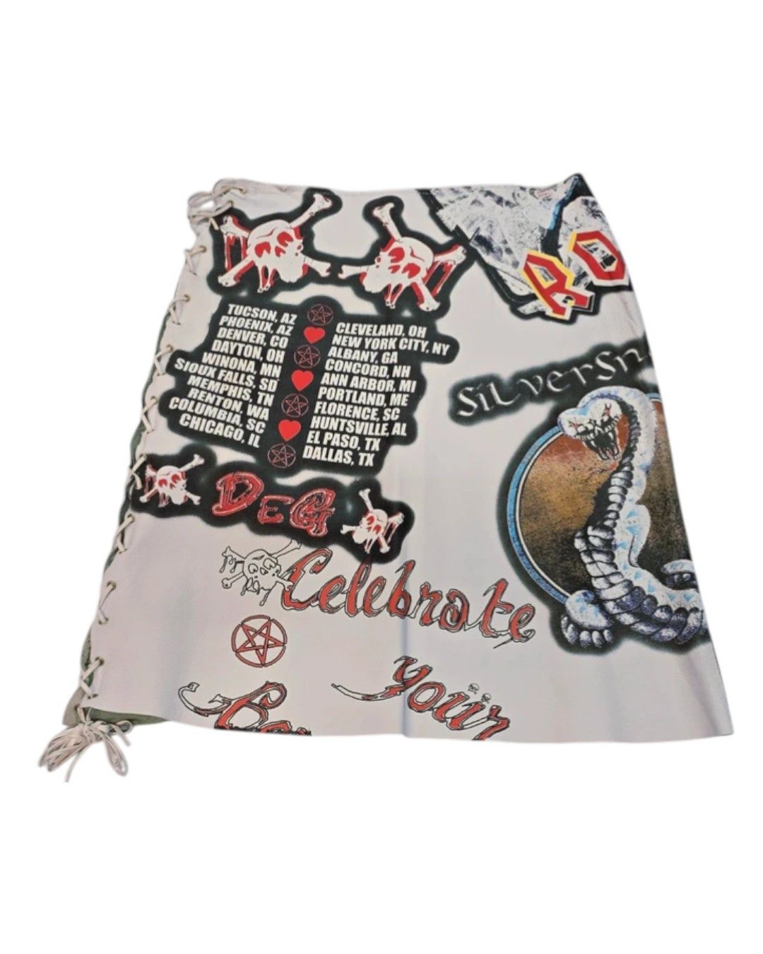 Dolce & Gabbana RARE ACID ROCK LEATHER PRINTED SKIRT Size 28" / US 6 / IT 42 - 2 Thumbnail