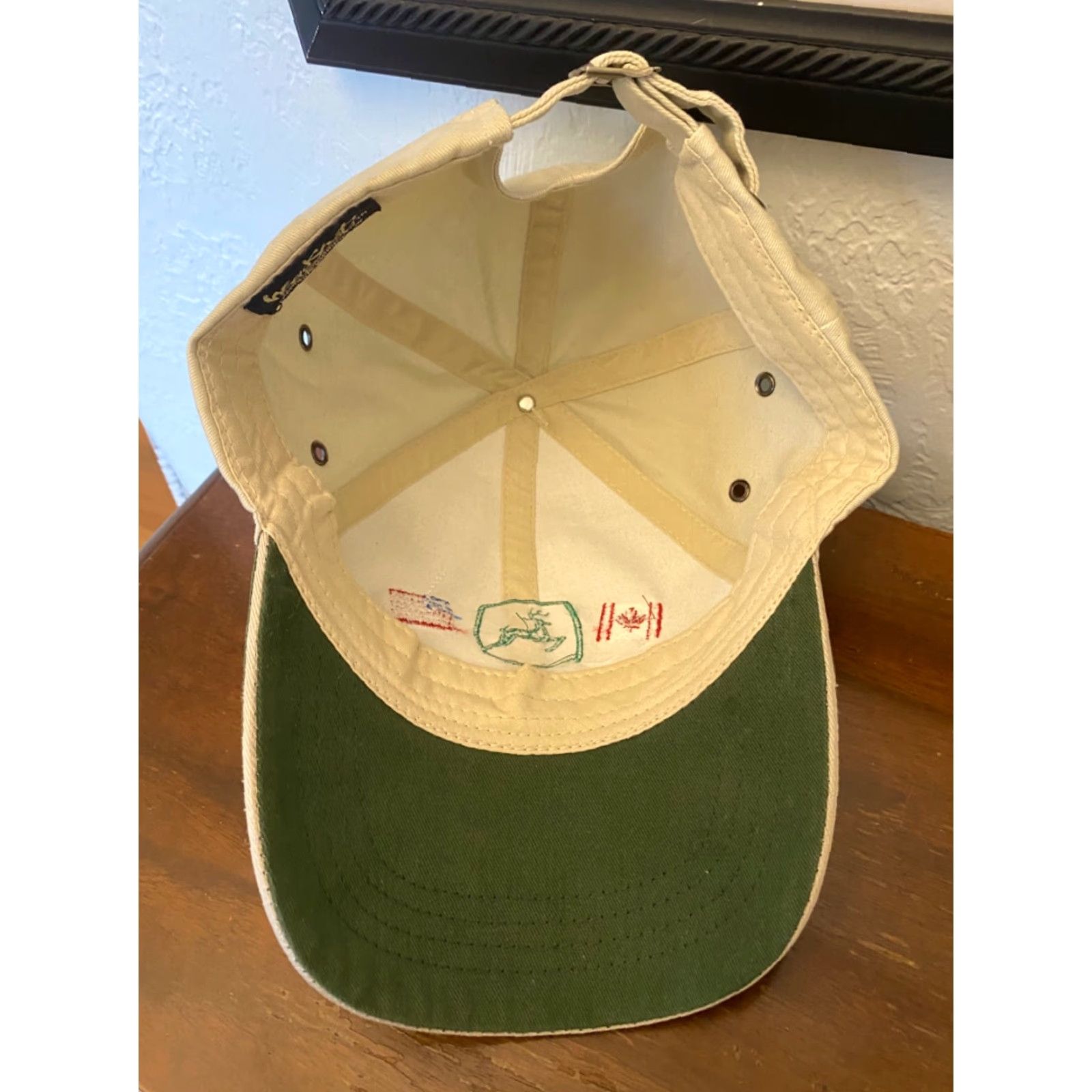 John Deere VINTAGE John Deere Hat Strapback Khaki Beige Canvas 90s USA Farming Outdoor Collectors Mens One Size Size ONE SIZE - 4 Thumbnail