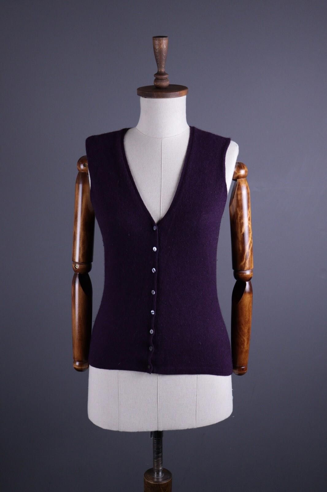 TIGRE BROCANTE Brora Purple Wool Knit Vest Cardigan Sweater Size S Size S / US 4 / IT 40 - 1 Thumbnail