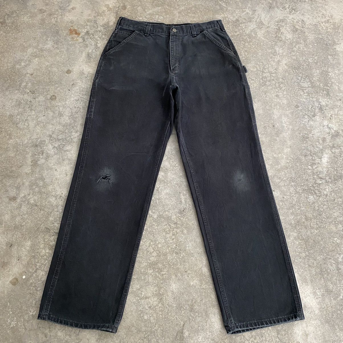 Carhartt Vintage Carhartt Faded Black Ripped Carpenter Work Pants Size US 32 / EU 48 - 1 Thumbnail