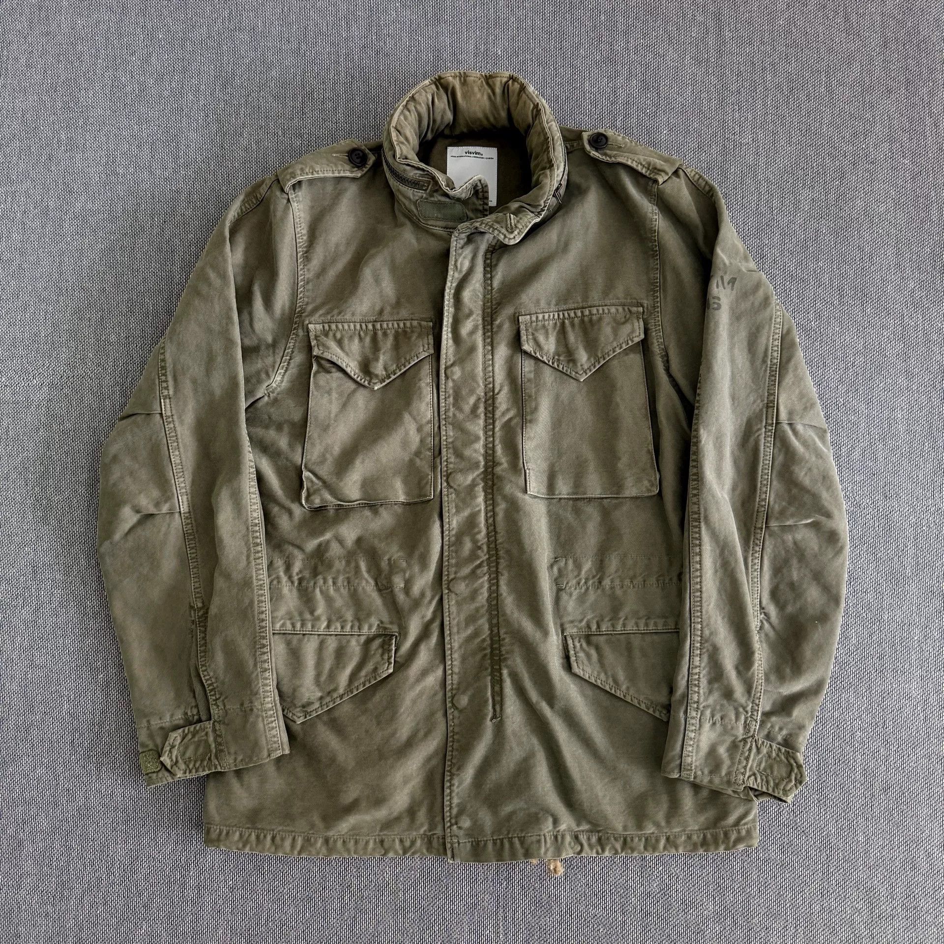 visvim m65 military jacket in olive green