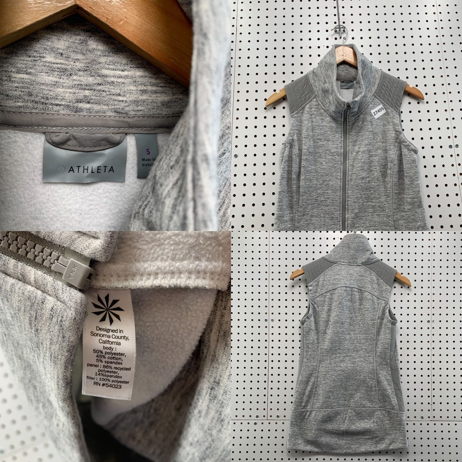 Athleta Athleta Womens Stronger Vest Full Zip Heathered Gray Ladies Small 14.5x27 - Women Jacket Size Small Gray Athletic Zip Vest Size S / US 4 / IT 40 - 8 Thumbnail