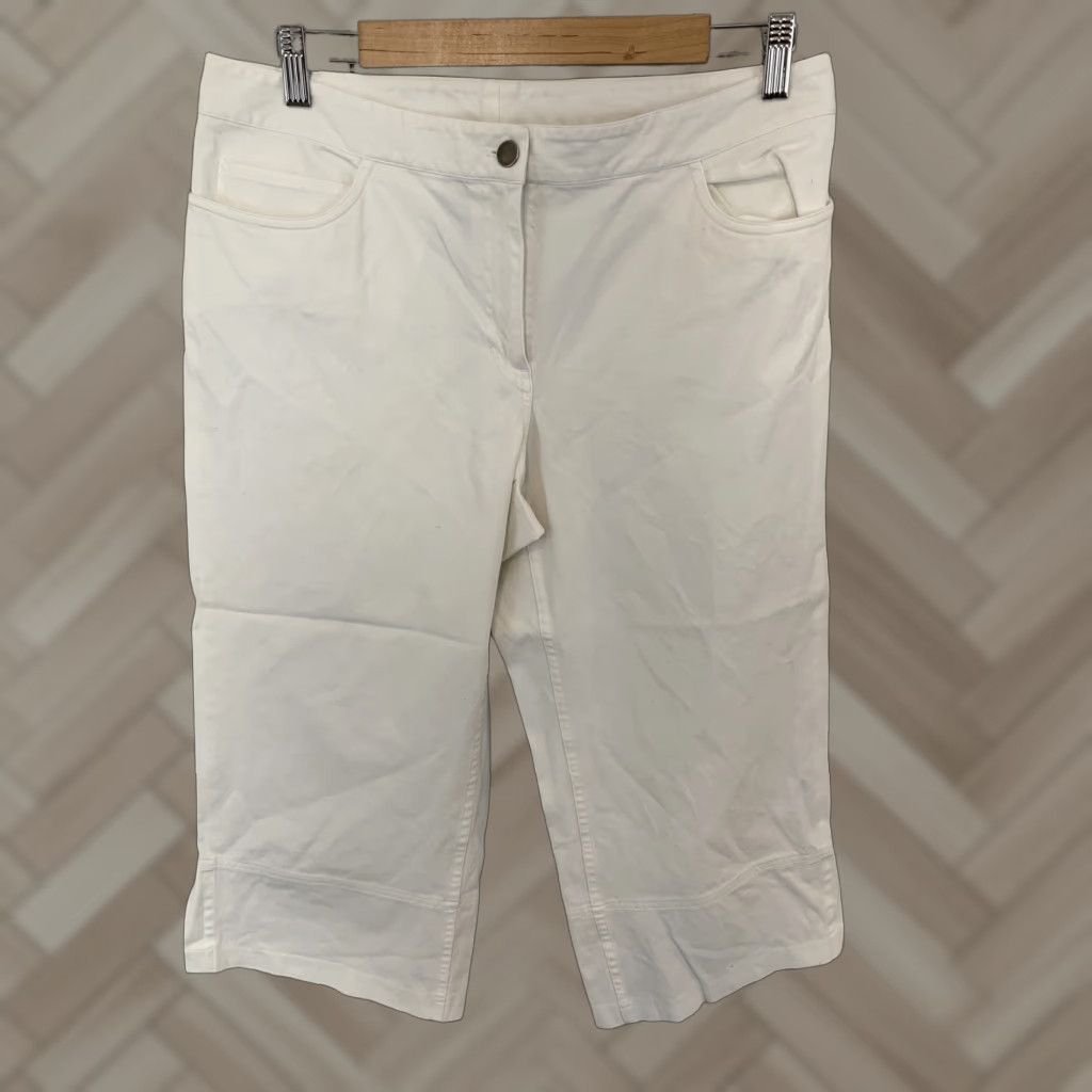Eileen Fisher Eileen Fisher Capri Pants White Women Medium Capri Cropped Casual Pants For Women M White Capris Size 32" / US 10 / IT 46 - 1 Thumbnail