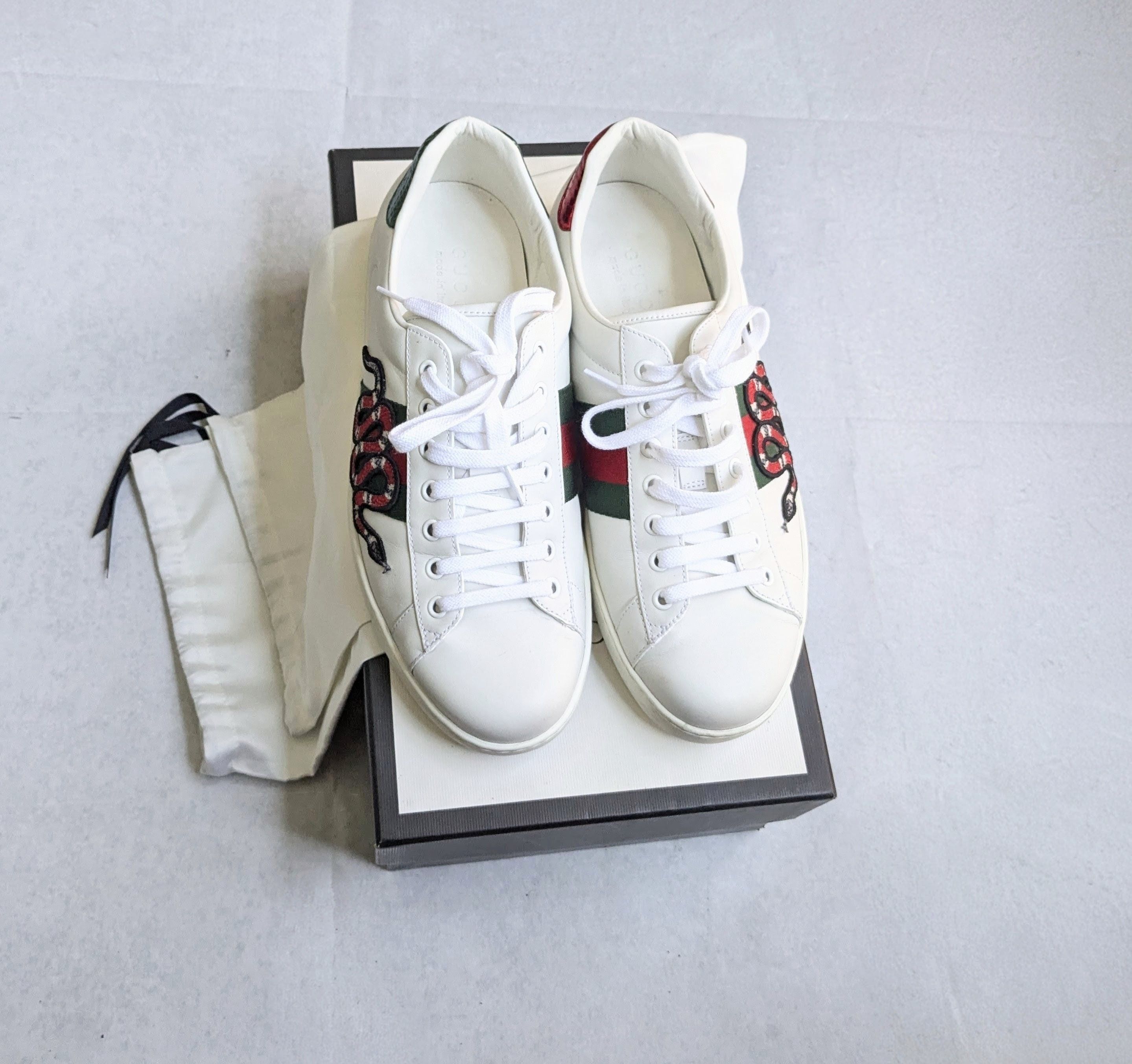Gucci Gucci Ace Sneakers Snake 10 White Low Tops Leather Size US 10 / EU 43 - 1 Thumbnail