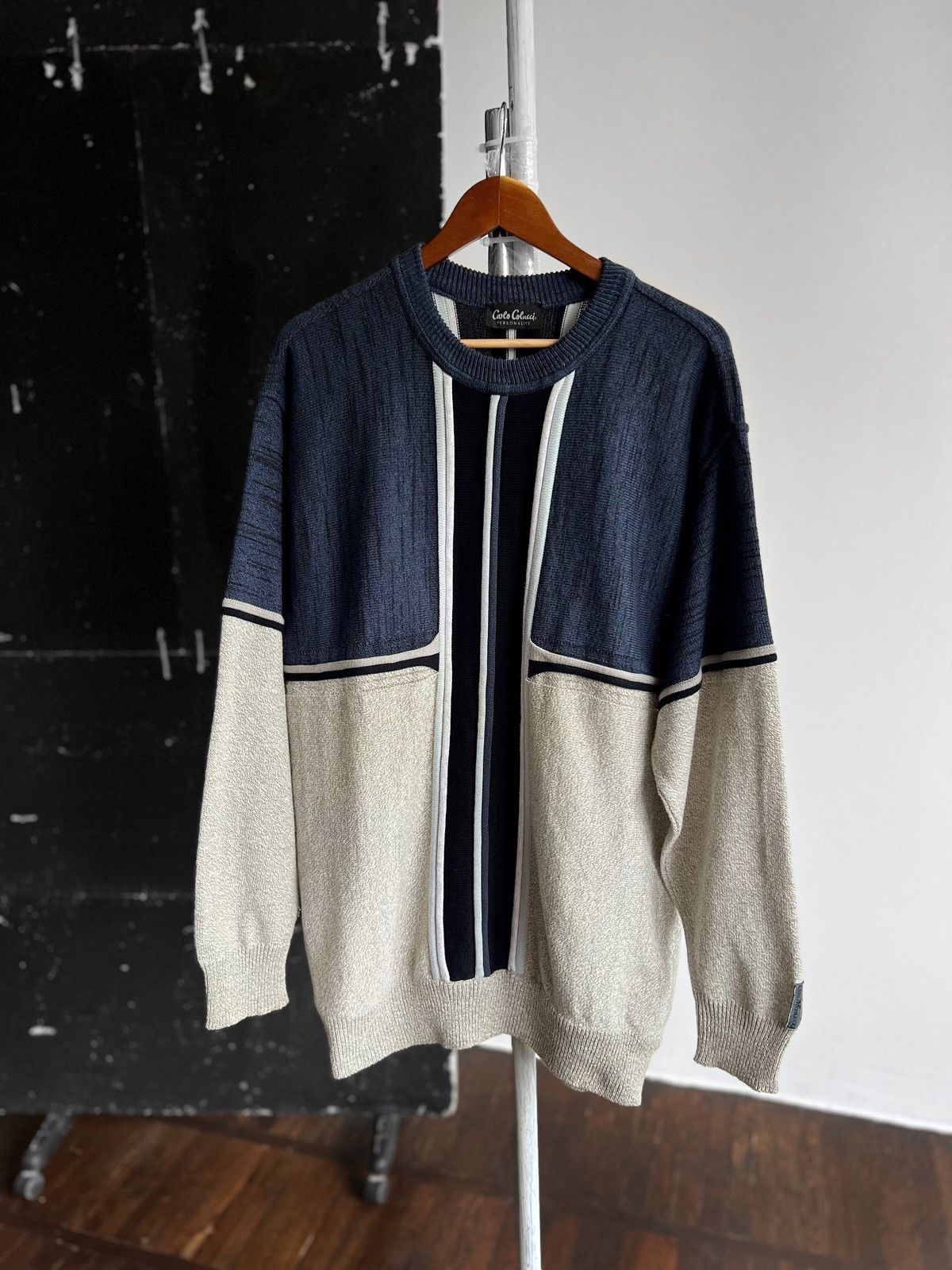 Carlo Colucci × Vintage Carlo Colucci Mens Vintage 90s Knit Long Sleeve Sweater Size US L / EU 52-54 / 3 - 1 Thumbnail