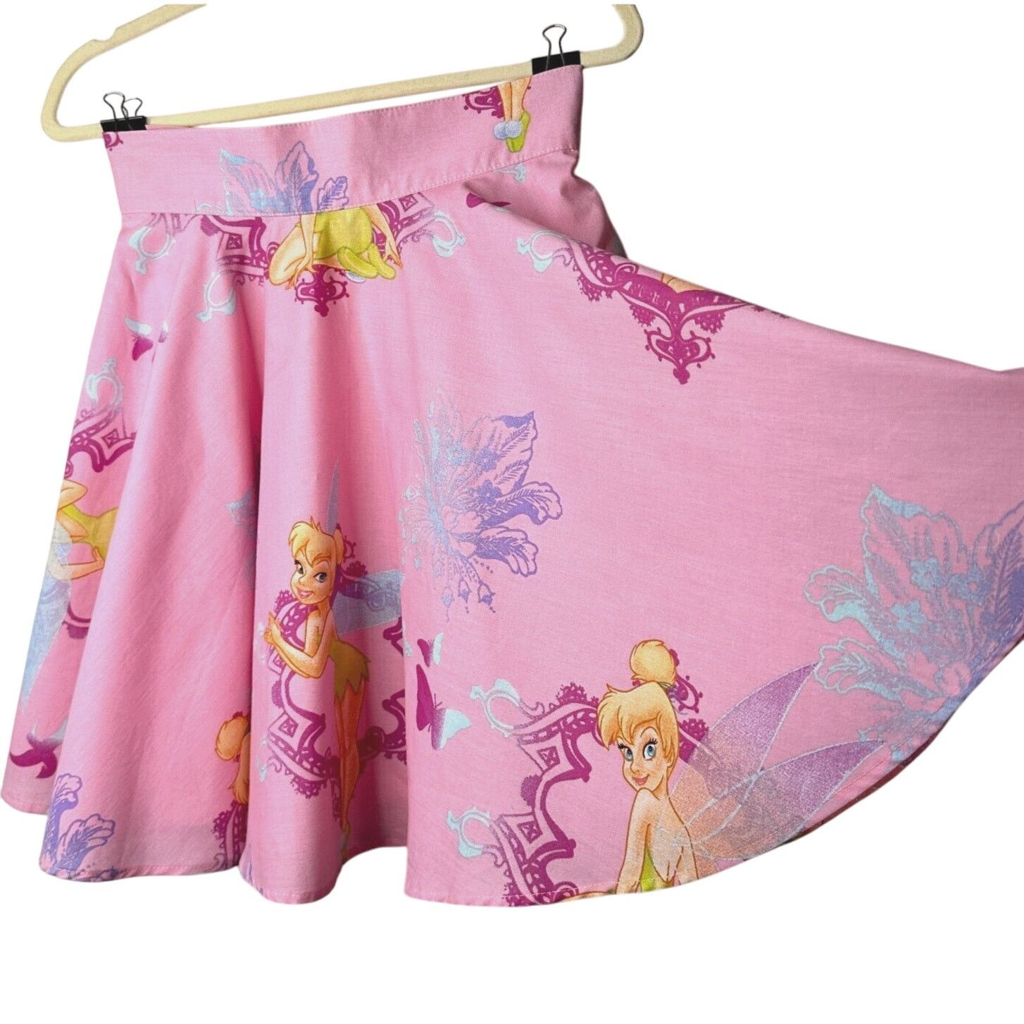 Vintage Vintage Pink Tinker Bell Print Circle Skirt Button Close S Size 27" / US 4 / IT 40 - 5 Thumbnail