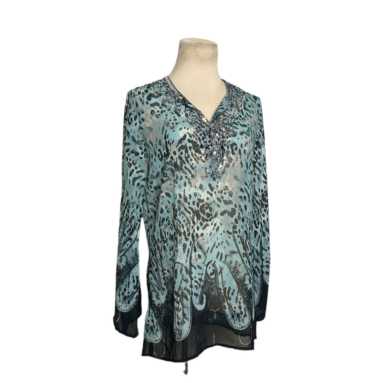 Saks Fifth Avenue Saks Fifth Avenue animal print sheer sequin tunic size Small Size S / US 4 / IT 40 - 14 Thumbnail