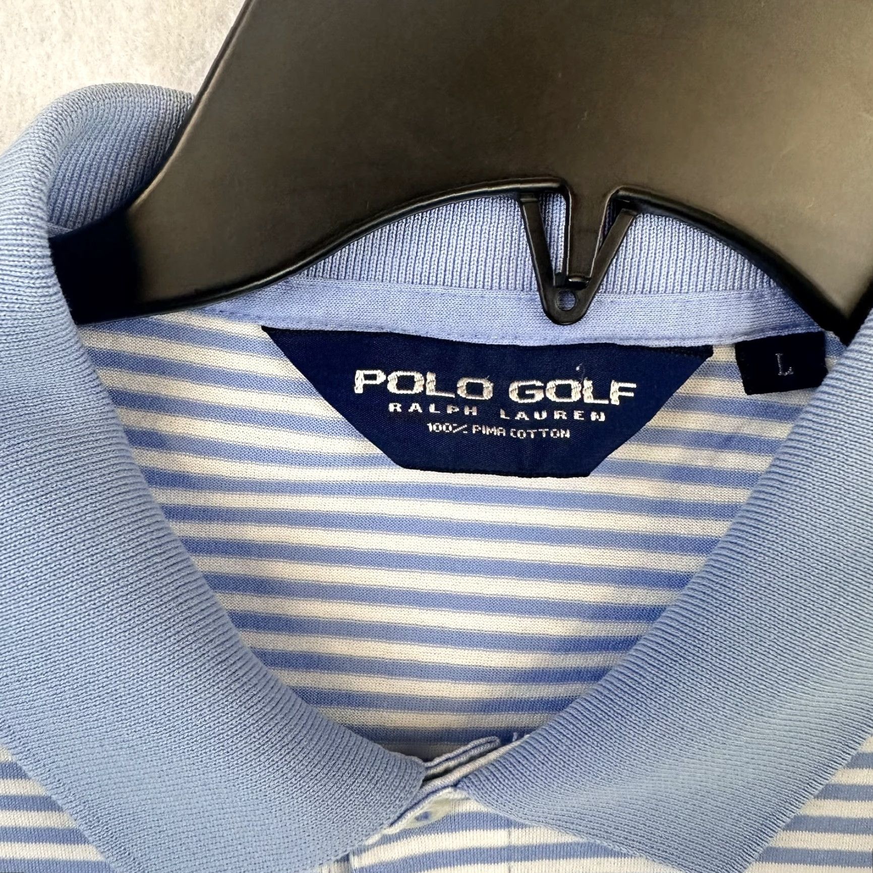 Polo Ralph Lauren Polo Golf Ralph Lauren Polo Shirt Mens L Blue White Striped The K Club Golf Shirt Size US L / EU 52-54 / 3 - 4 Thumbnail
