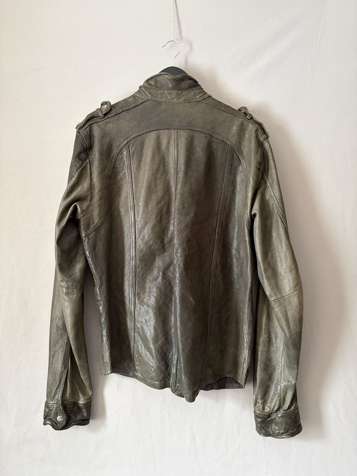 Allsaints Allsaints Wrinkled Lamb Leather Jacket Elephant Gray/Brown Size US L / EU 52-54 / 3 - 14 Thumbnail