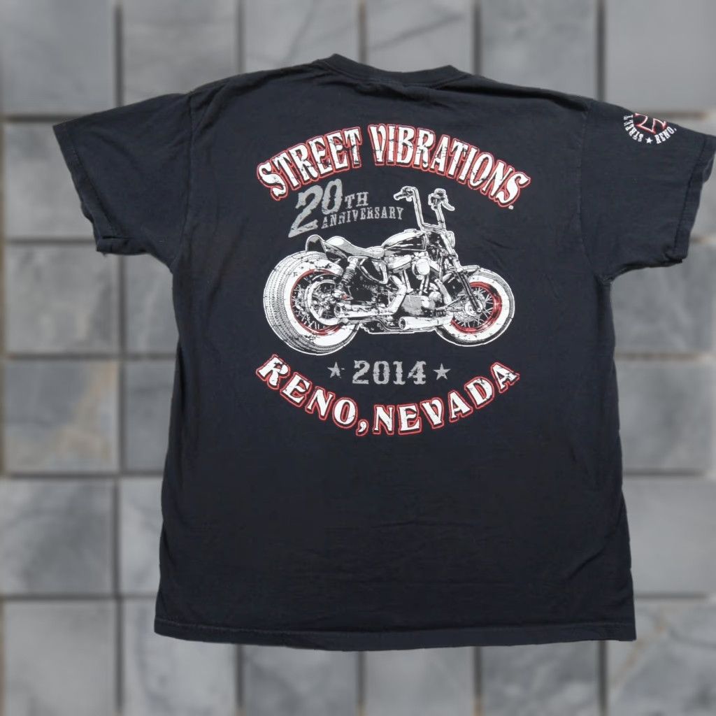 Fruit Of The Loom Street Vibrations Shirt Mens XL Black Motorcycle Tee Reno Nevada Biker 2014 Size US XL / EU 56 / 4 - 1 Thumbnail