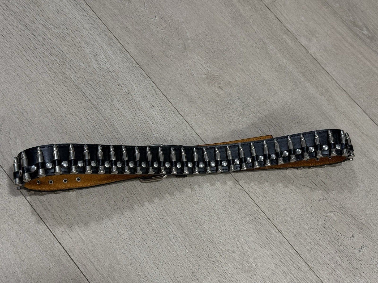 Vintage Funky Punk London Leather Belt Bullet y2k Festival Gothic Size 34 - 4 Thumbnail