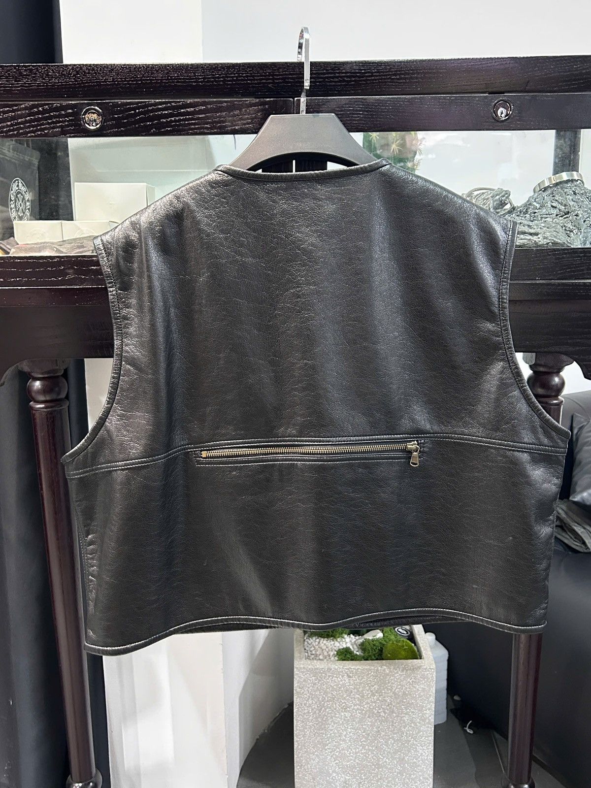 LUU DAN LUU DAN Black Cargo Faux Leather Vest Size 46R - 2 Thumbnail