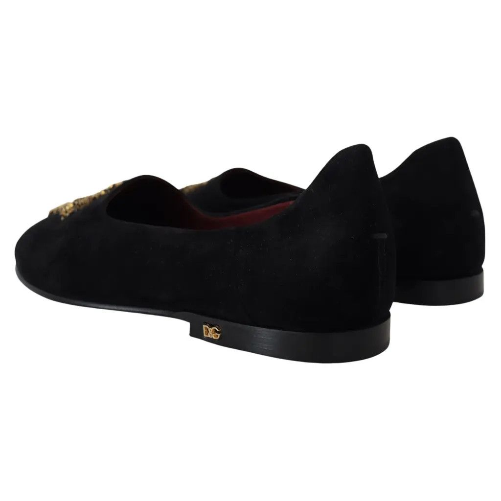 Dolce & Gabbana o1y0125 Suede Embellished Loafers in Black Size US 7.5 / EU 40-41 - 6 Thumbnail