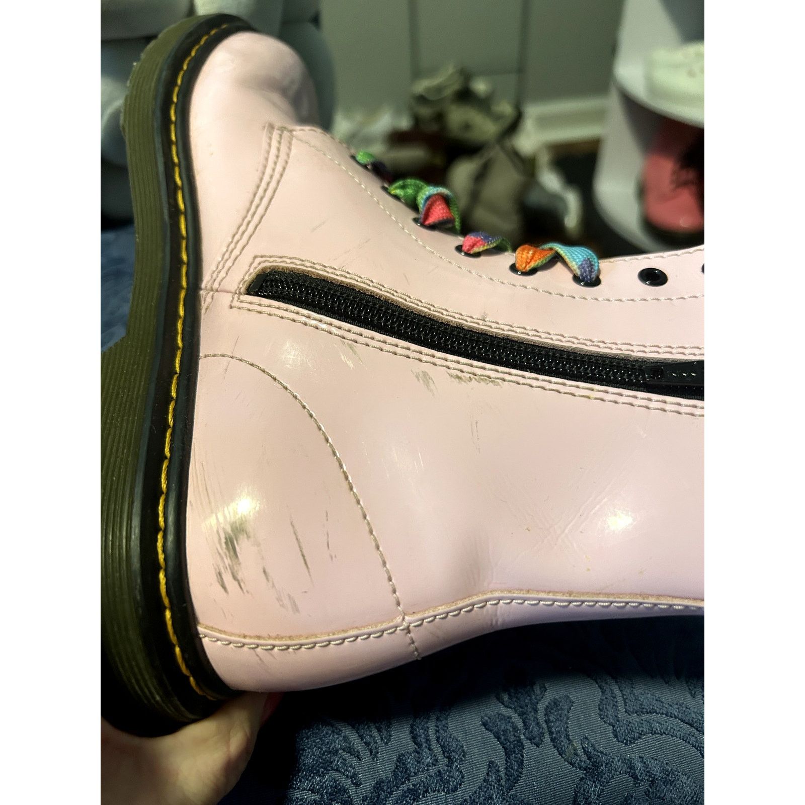 Dr. Martens Dr Martens Pink Patent Leather Rainbow Laces size 7/EU 38 Size US 7 / IT 37 - 6 Thumbnail