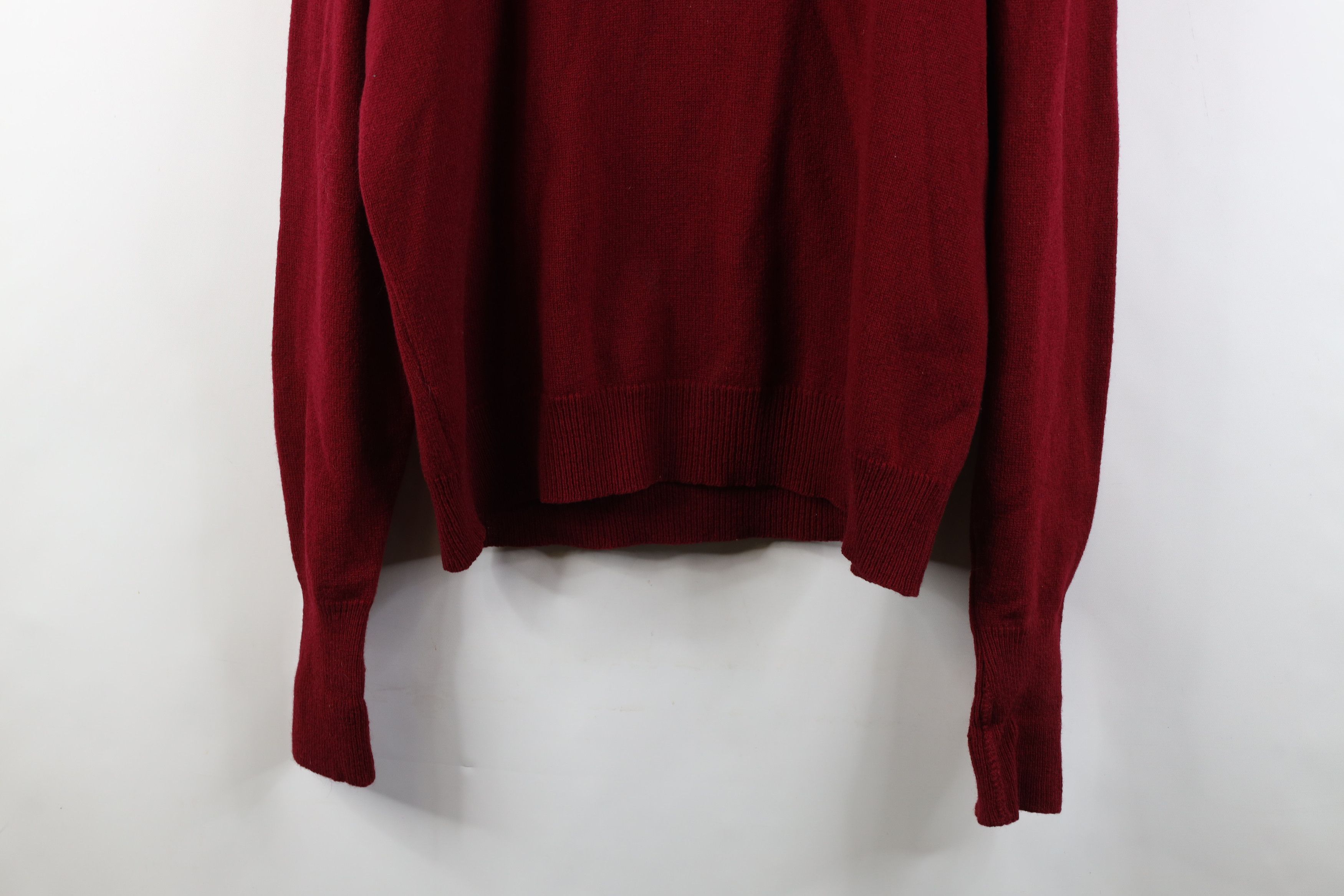 L.L. Bean Vintage 70s LL Bean Lambswool Knit V-Neck Sweater Red USA Size US XL / EU 56 / 4 - 3 Thumbnail