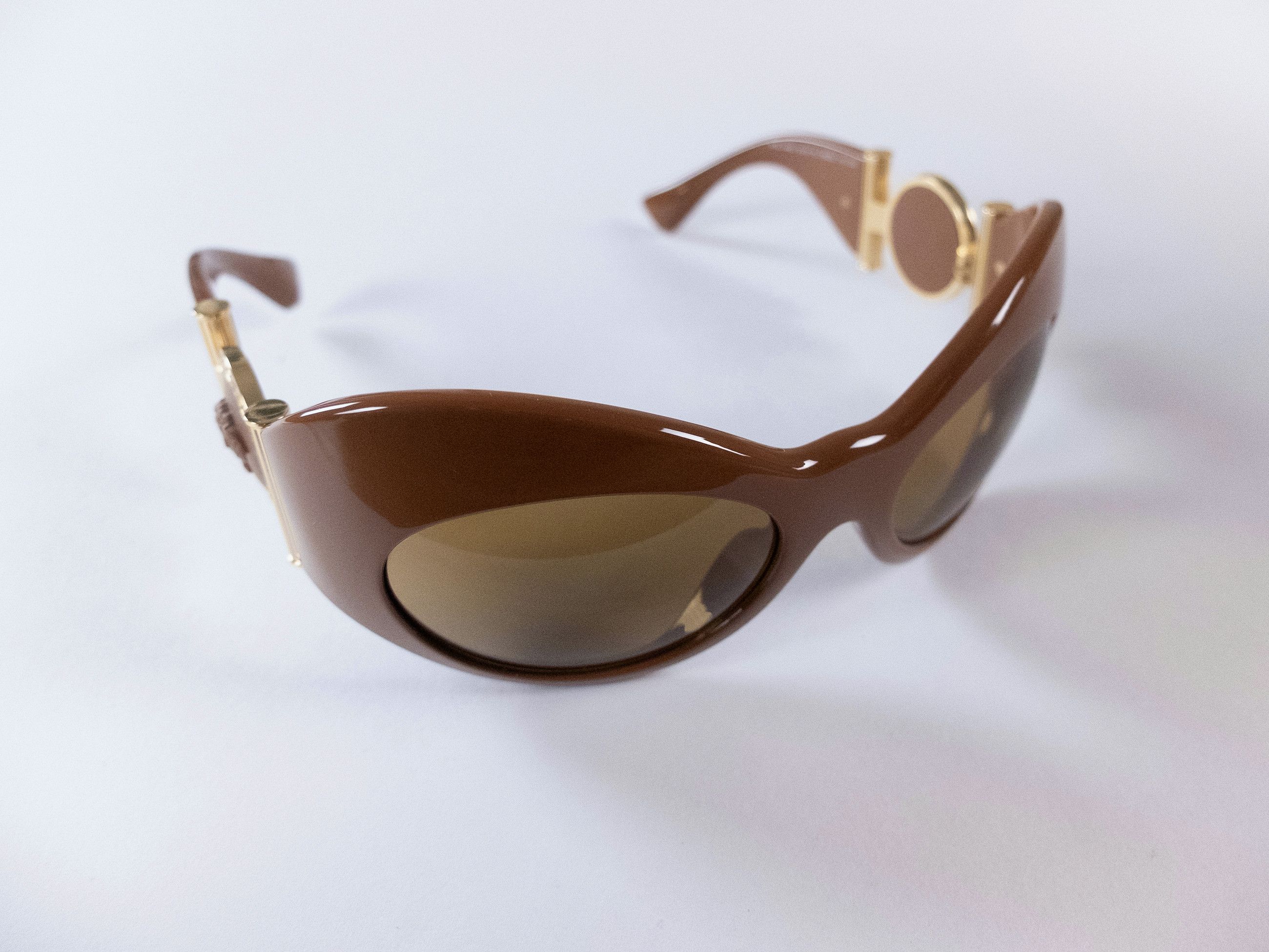 Versace VERSACE Medusa brown shield frame acetate sunglasses Size ONE SIZE - 4 Thumbnail