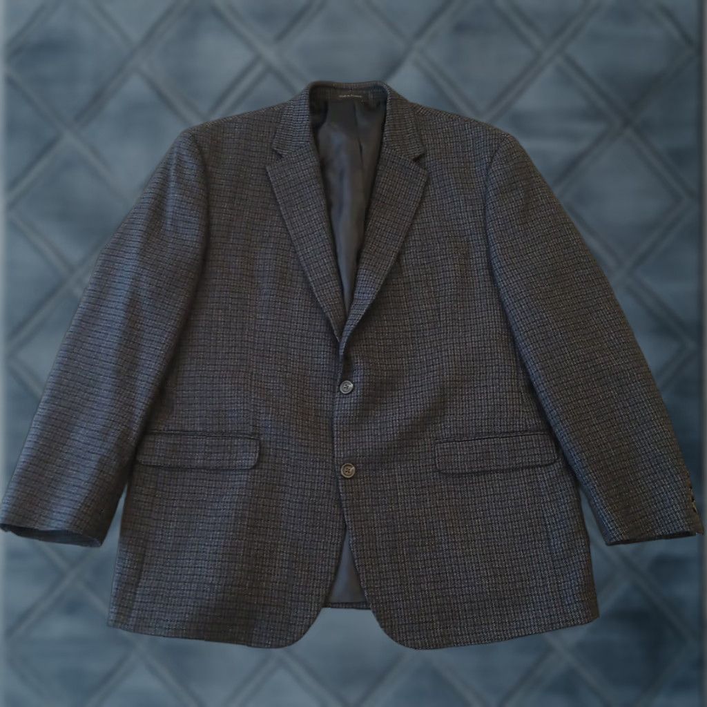 Chaps Chaps Blazer Jacket Mens 44 Gray Plaid Wool Two-Button Single Vent Notch Lapel 2 Piece Vintage No Size 44R - 1 Thumbnail