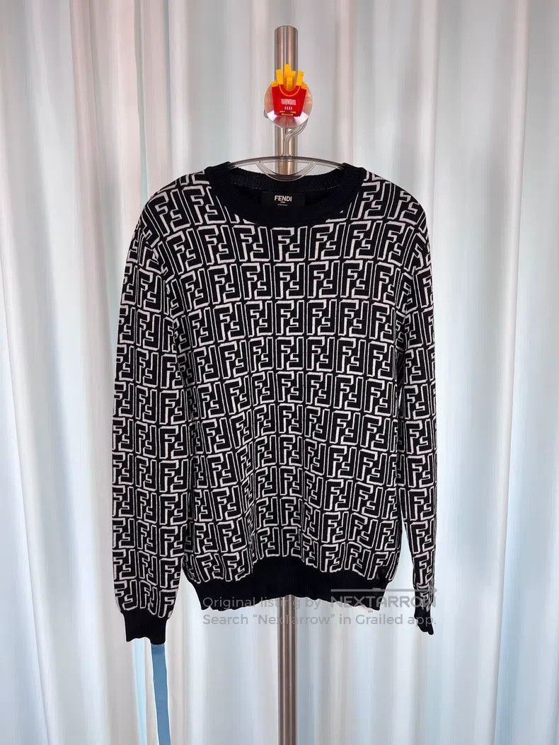 Fendi Fendi Double F full print pattern round neck pullover swea Size US M / EU 48-50 / 2 - 1 Thumbnail