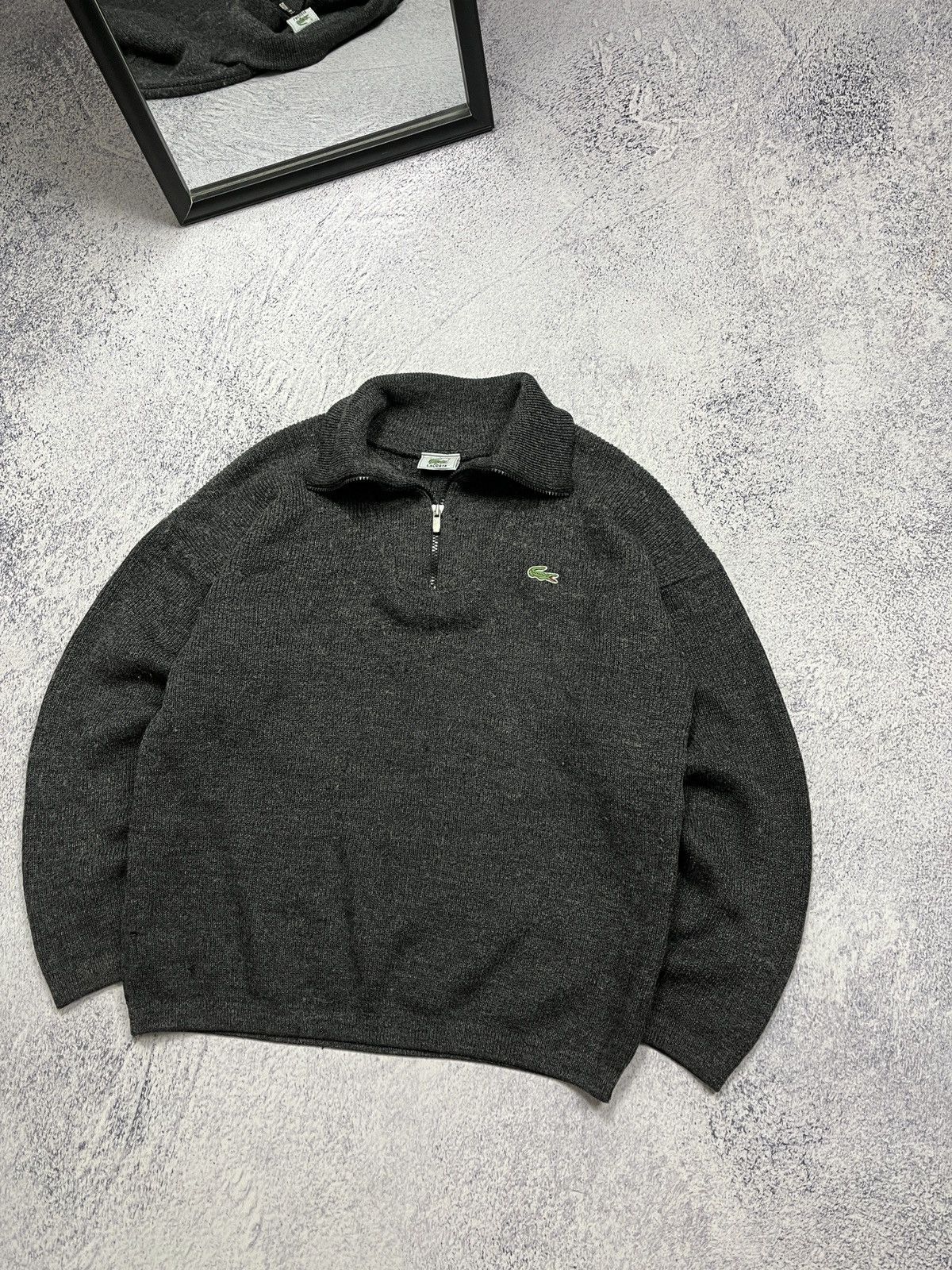 Lacoste × Vintage Vintage Rare Lacoste Made in France Wool Zip Sweater Y2K Size US L / EU 52-54 / 3 - 3 Thumbnail