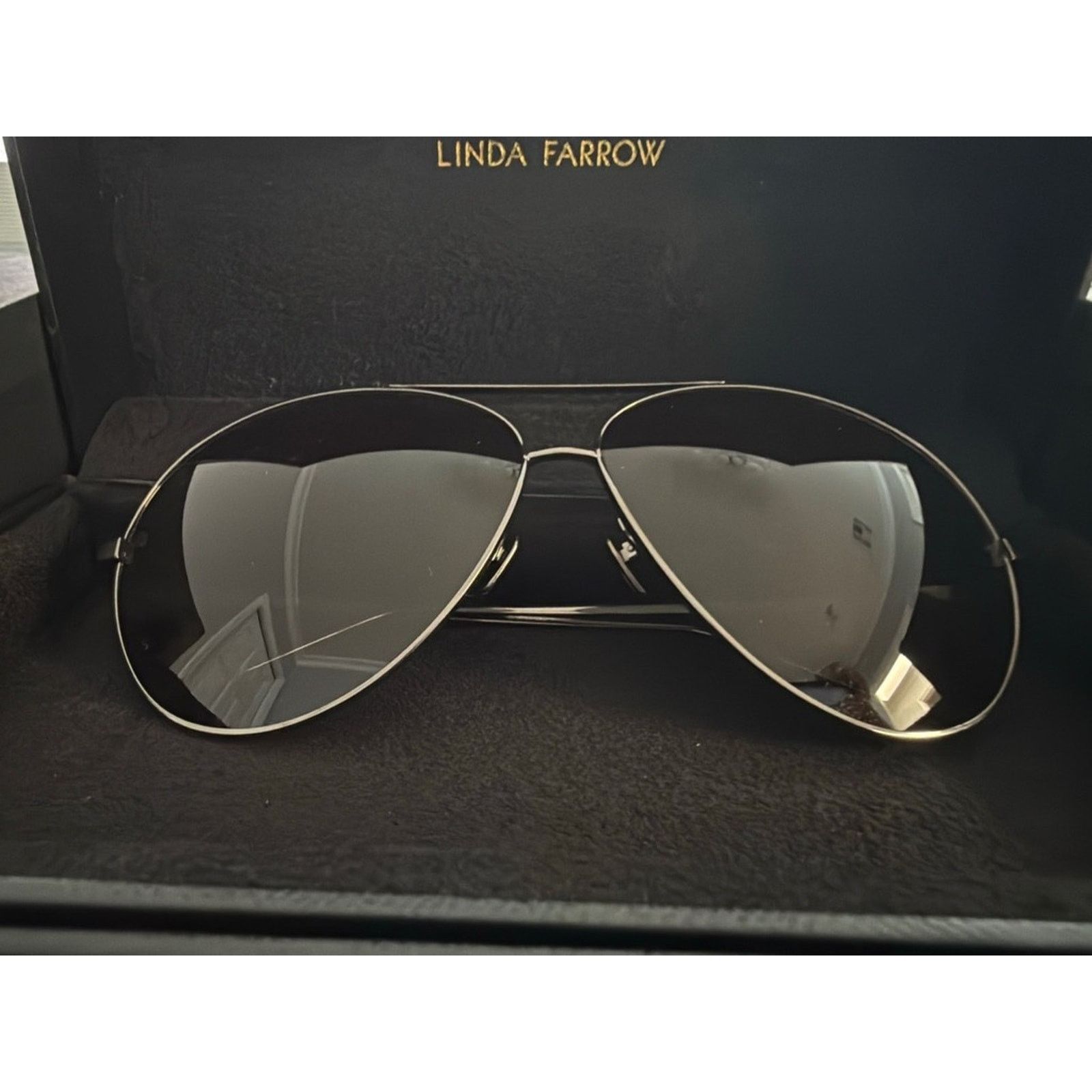 Linda Farrow Linda Farrow Sunglasses Silver Aviator LFL/398/4 Titanium Size ONE SIZE - 2 Thumbnail