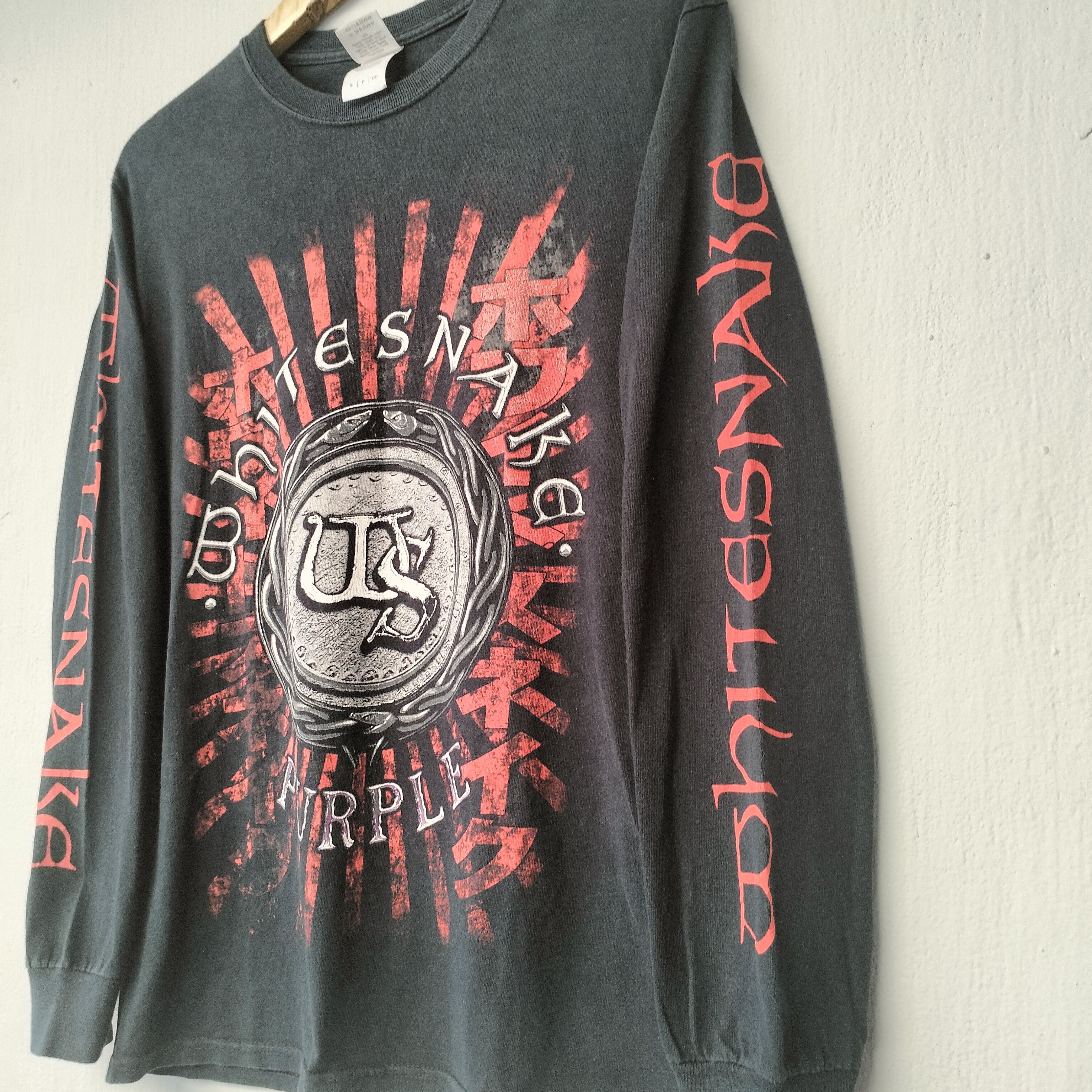 Band Tees × Vintage VINTAGE LONGSLEVEE WHITE SNAKE BAND Size US S / EU 44-46 / 1 - 3 Thumbnail