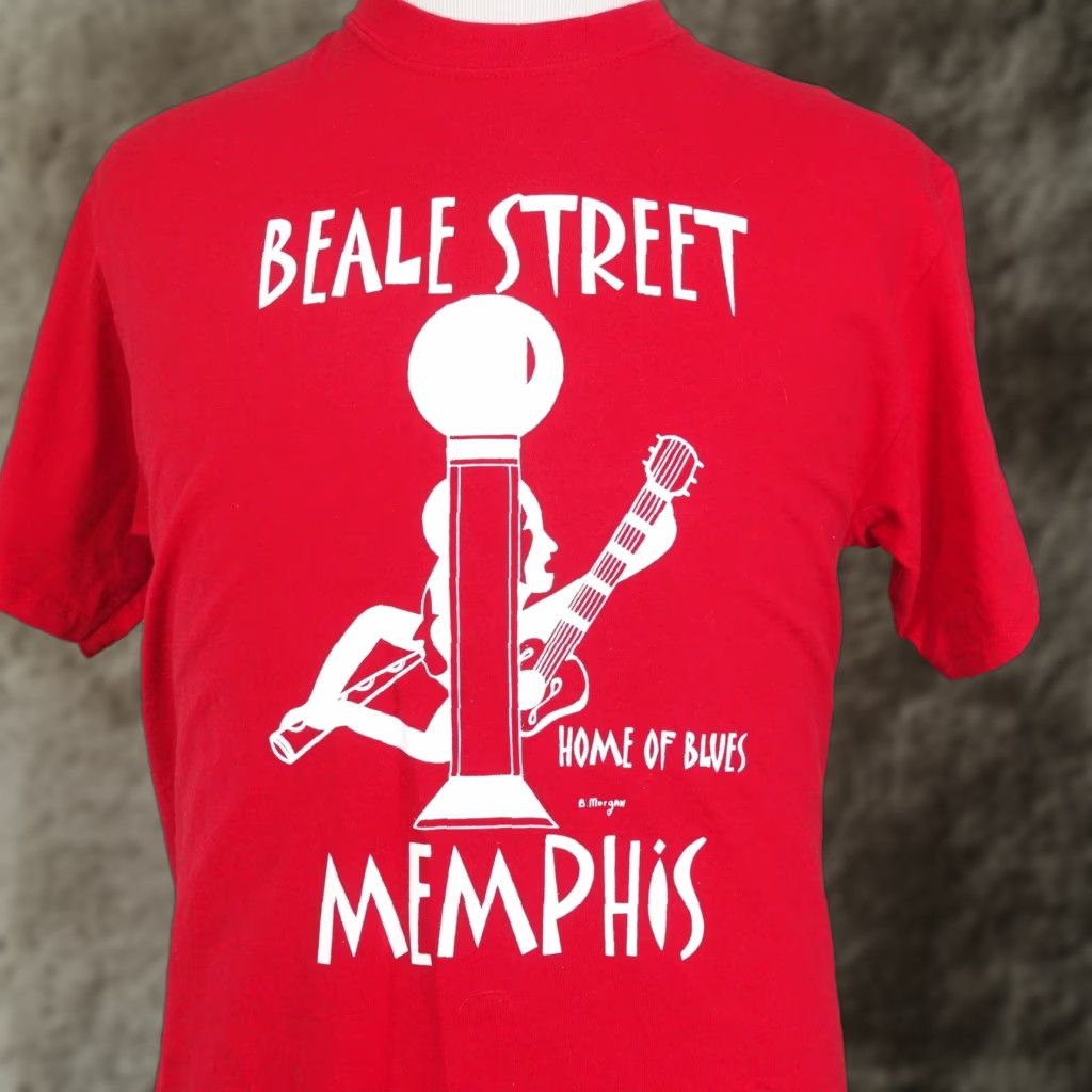 Hanes VINTAGE Hanes Memphis T-Shirt Men Medium Red Beale Street Blues Music Guitar Graphic 90s Souvenir Size US M / EU 48-50 / 2 - 1 Thumbnail