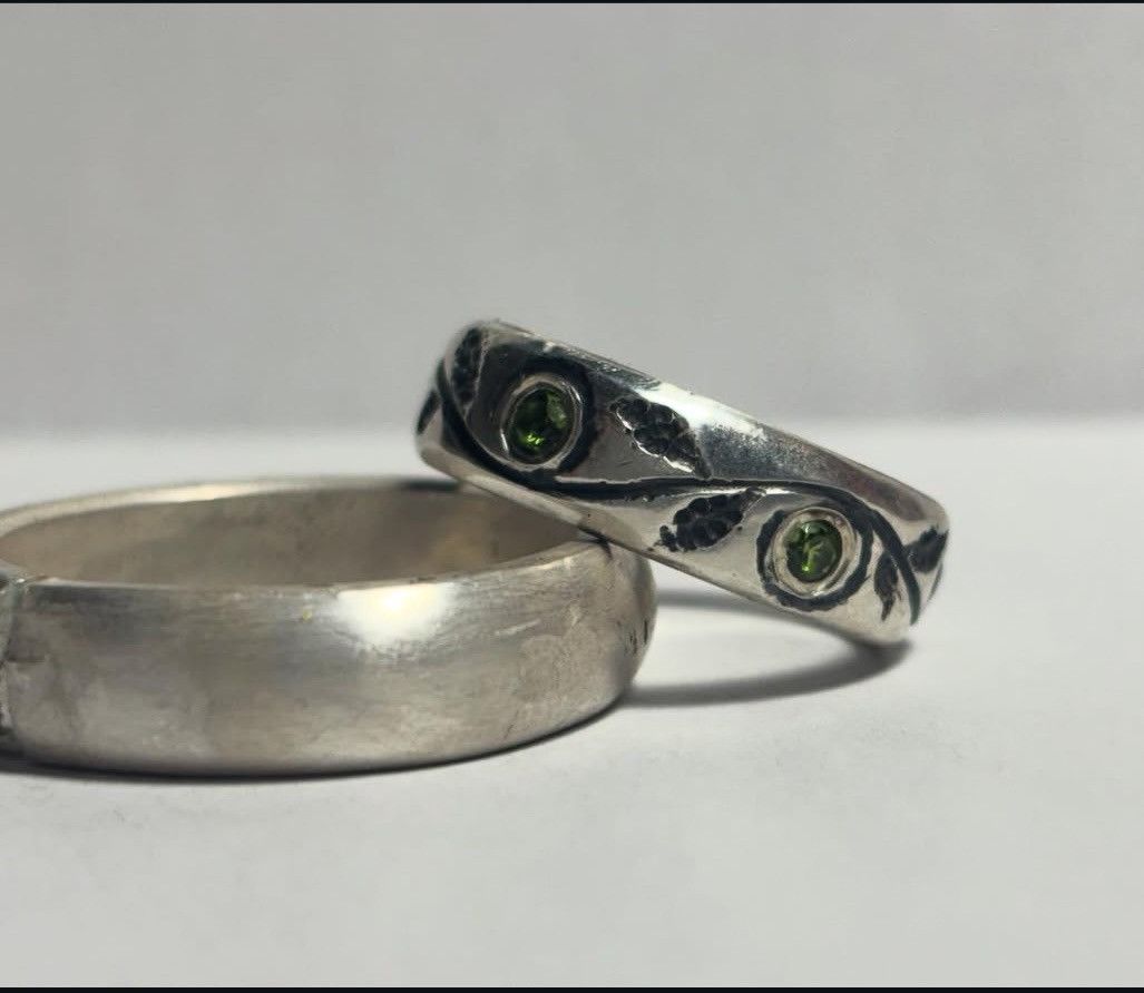 Handmade Size 7 1/4 engraved 3mm peridot ring Size ONE SIZE - 2 Thumbnail