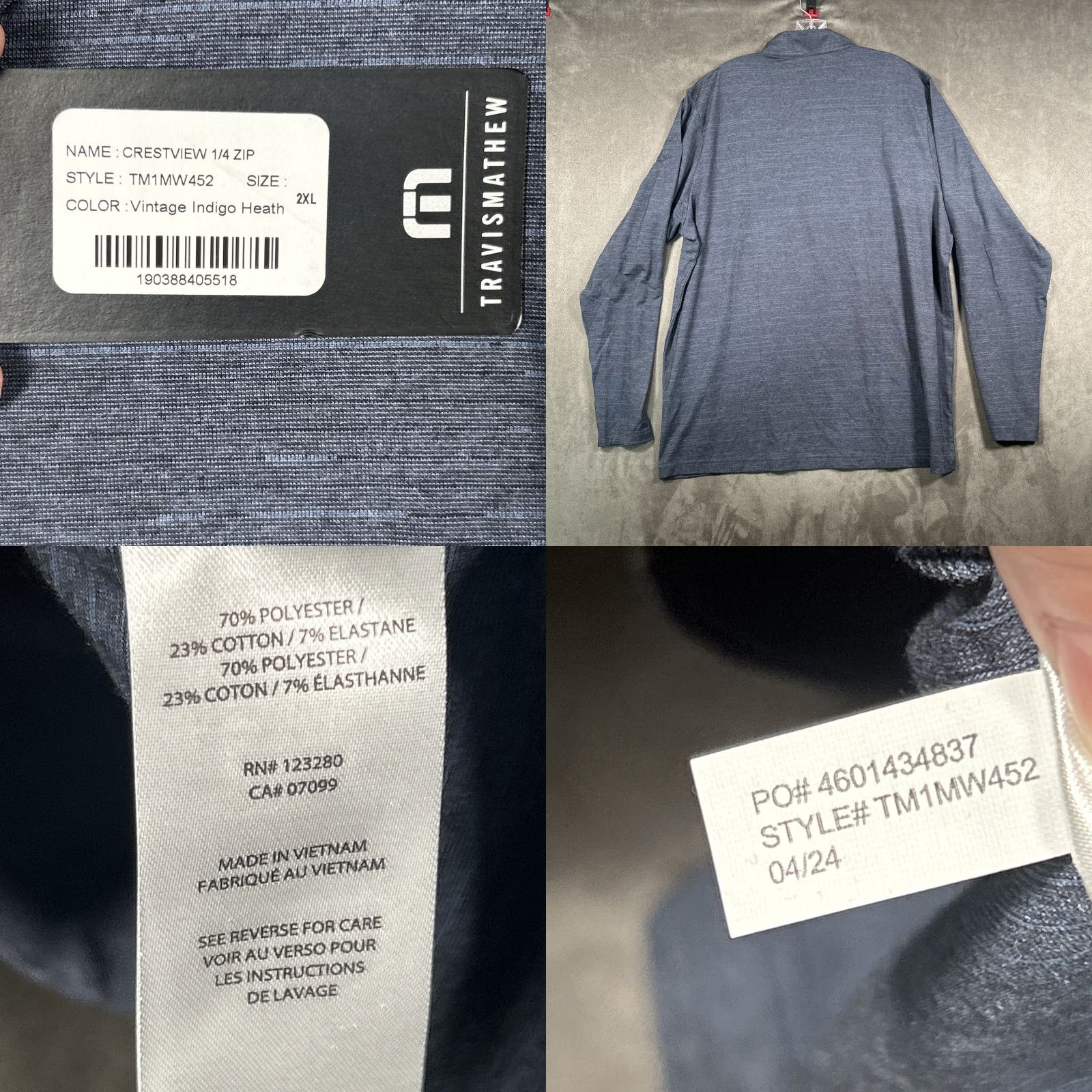 TravisMathew Travis Mathew Pullover Mens 2XL Indigo Crestview 1/4 Zip Performance NWT Indigo Crestview 1/4 Zip Performance NWT Size US XXL / EU 58 / 5 - 8 Thumbnail