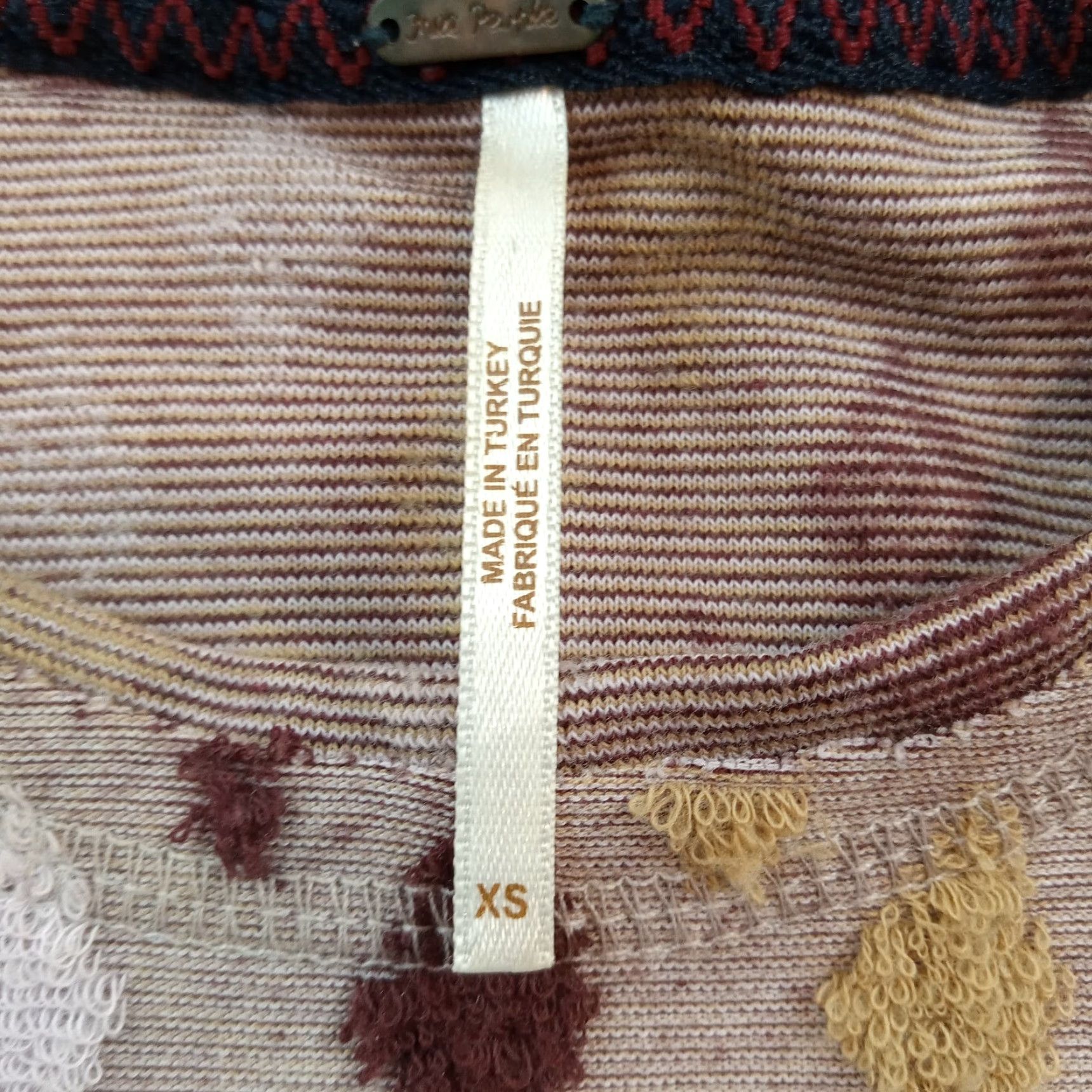 Free People Free People Top Womens XS Brown Diamond Cropped Long Sleeve Size XS / US 0-2 / IT 36-38 - 6 Thumbnail