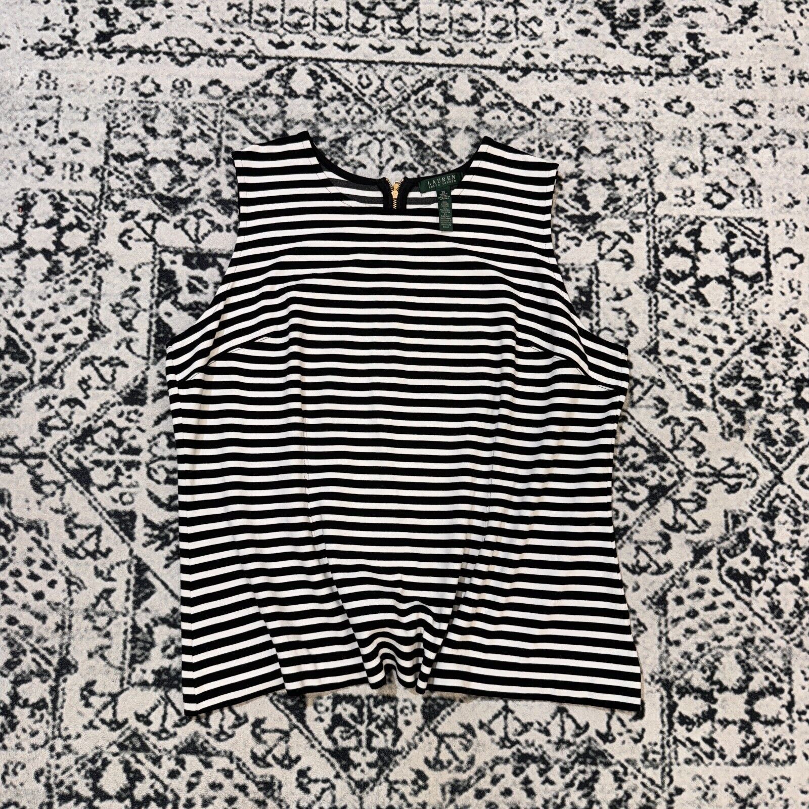 Ralph Lauren × Vintage Ralph Lauren White Black Viscose Striped Top Blouse Size 2XL Size US XXL / EU 58 / 5 - 1 Thumbnail