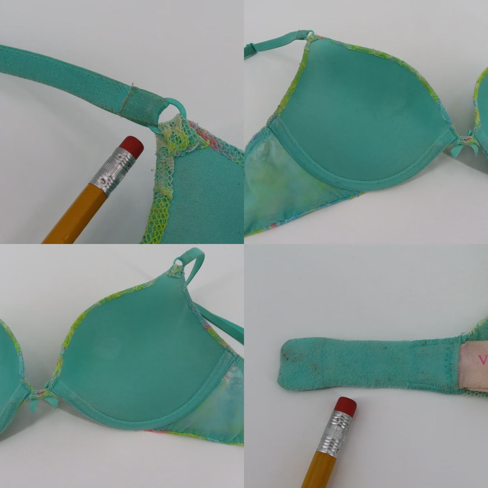 Victoria's Secret V IC TORIA'S SECRET Push Up Bra 34C Multicolor Floral Underwire Padded Lace Women Bra Size ONE SIZE - 8 Thumbnail