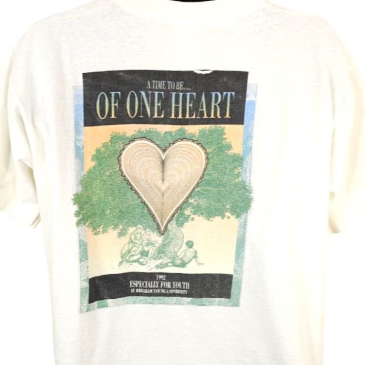 Fruit Of The Loom VINTAGE Brigham Young University T Shirt Mens XL White 90s 1992 Made In USA Size US XL / EU 56 / 4 - 4 Thumbnail