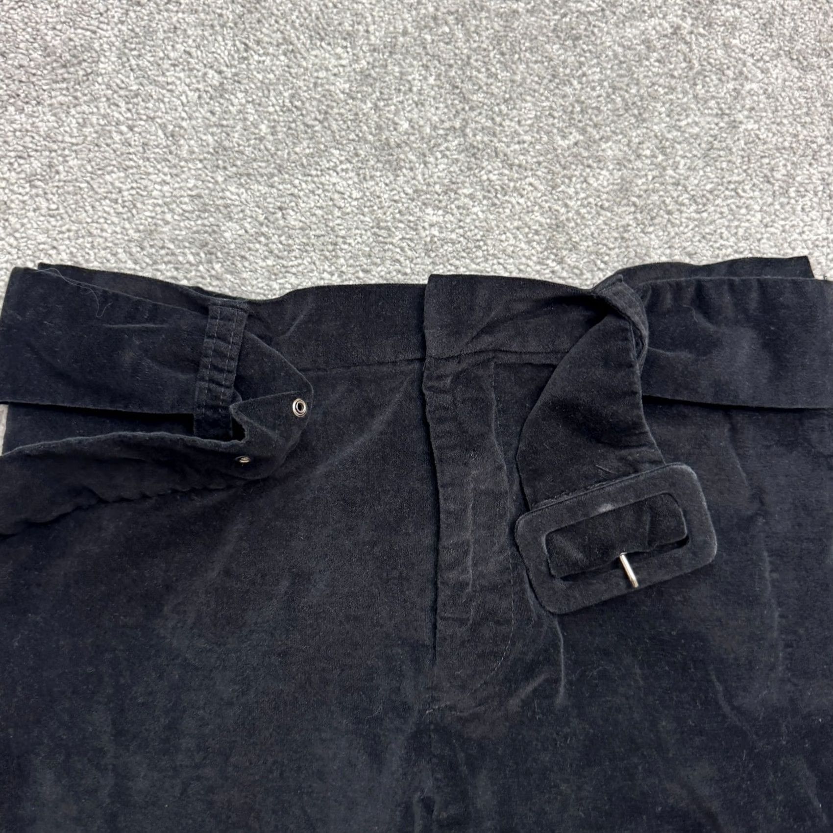 Zara Zara Velvet Belted Wide Leg Trouser Crop Pants Women Large Black High Rise 30x26 Size 36" / US 14 / IT 50 - 6 Thumbnail