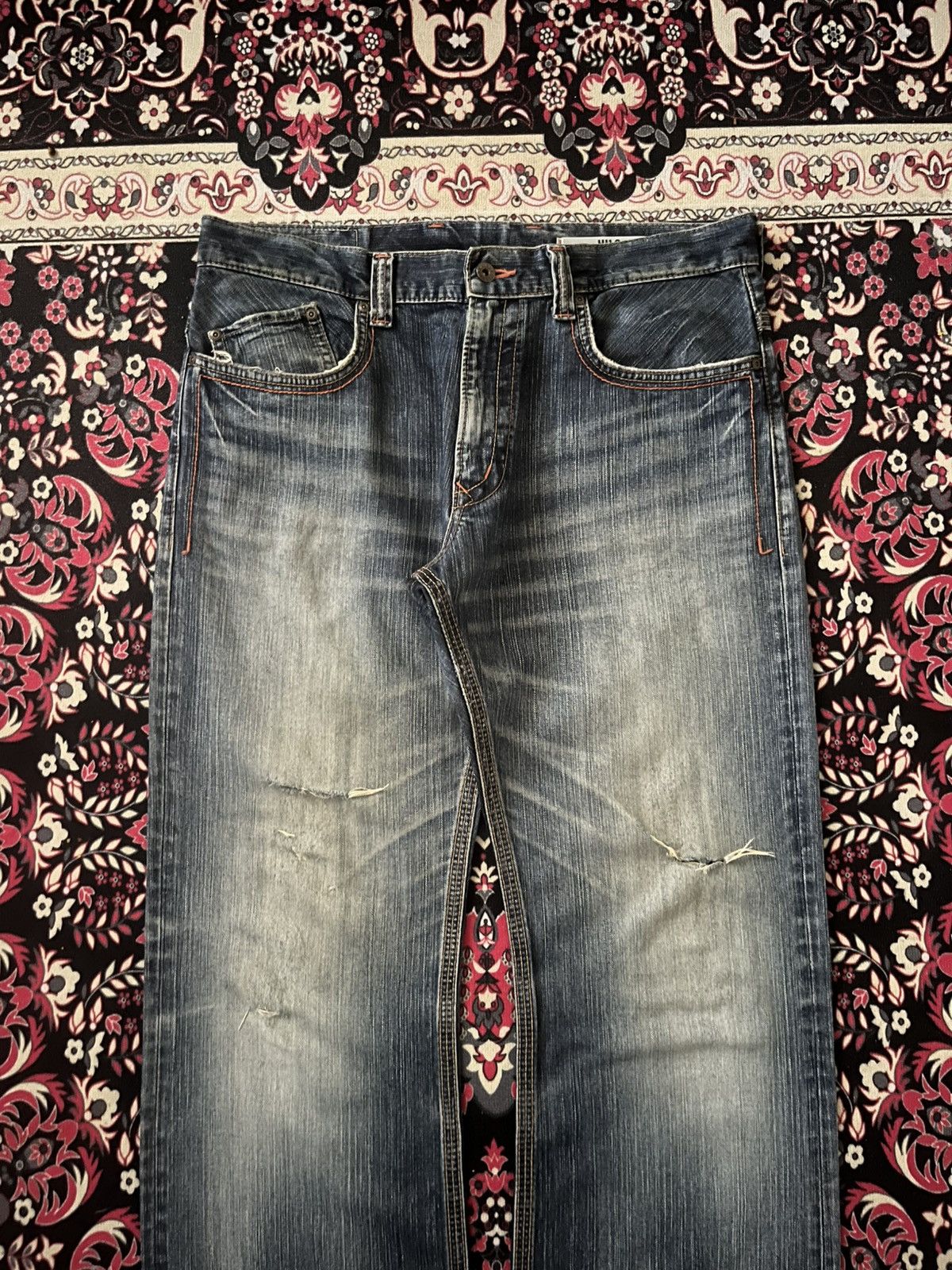 Kapital ⚡️Distressed⚡️Vintage Japanese Edwin XV Buckle Back Blue Jeans Size US 36 / EU 52 - 3 Thumbnail